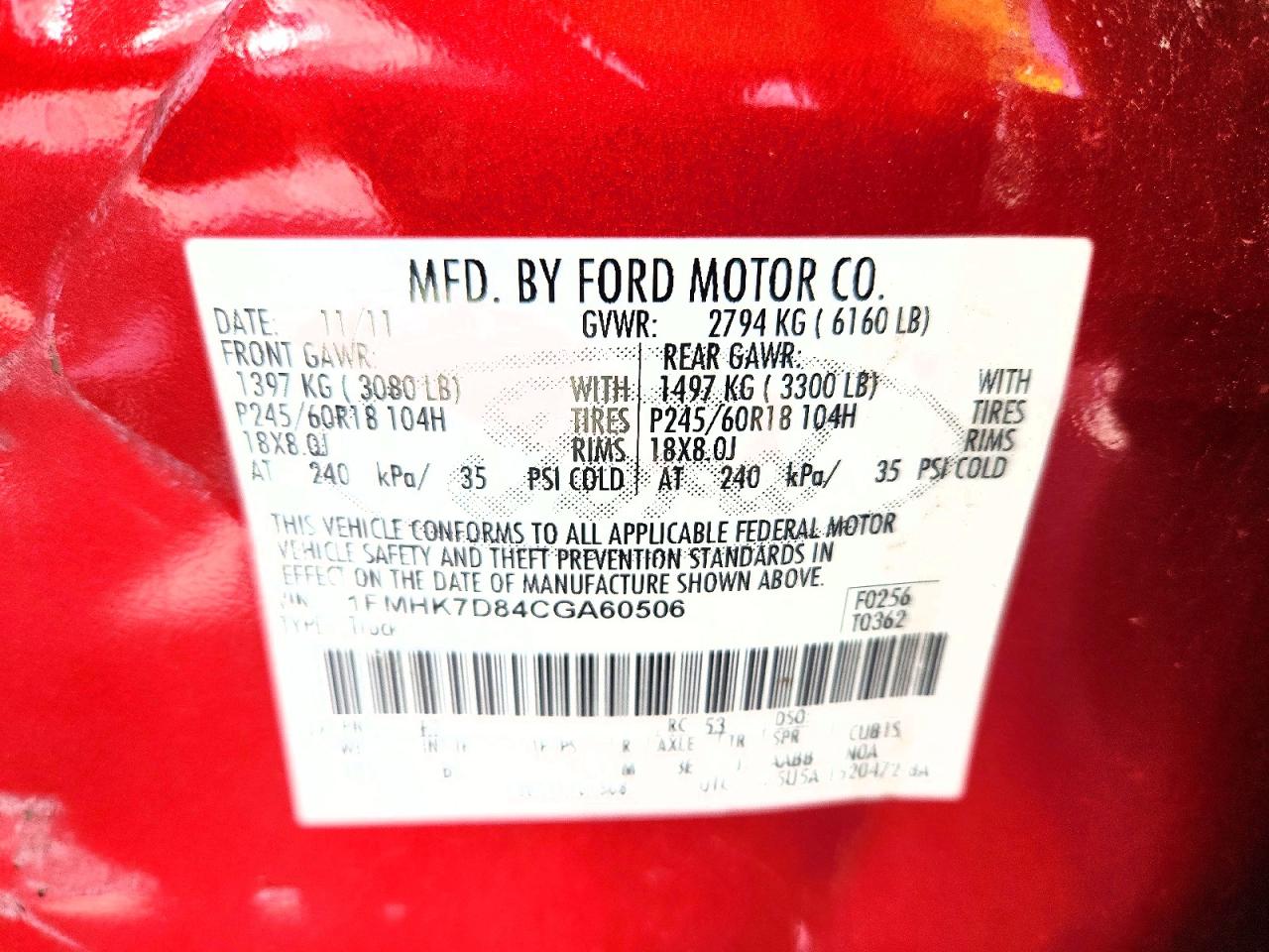 2012 Ford Explorer Xlt Красный vin: 1FMHK7D84CGA60506