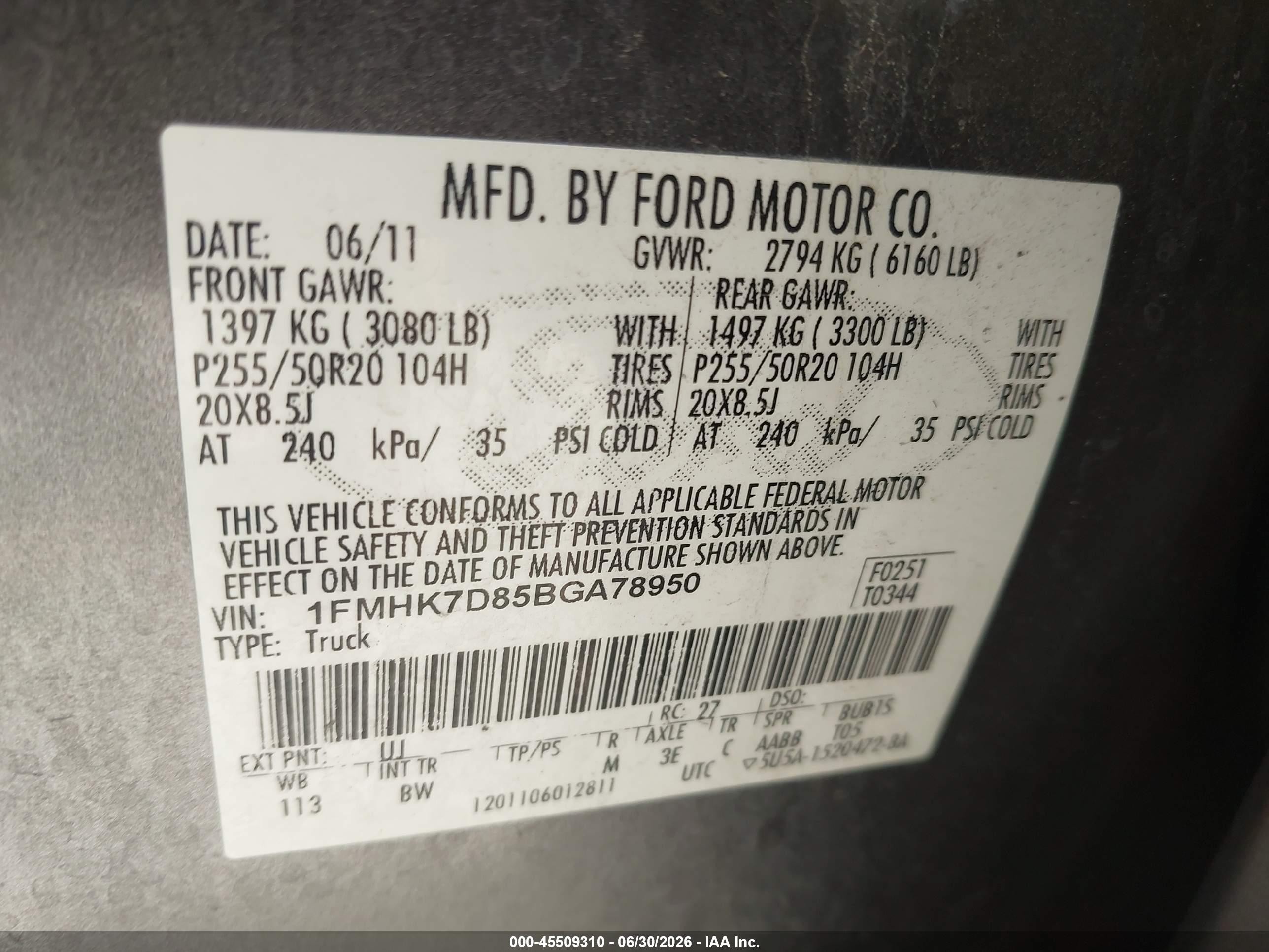2011 Ford Explorer Xlt Gray vin: 1FMHK7D85BGA78950