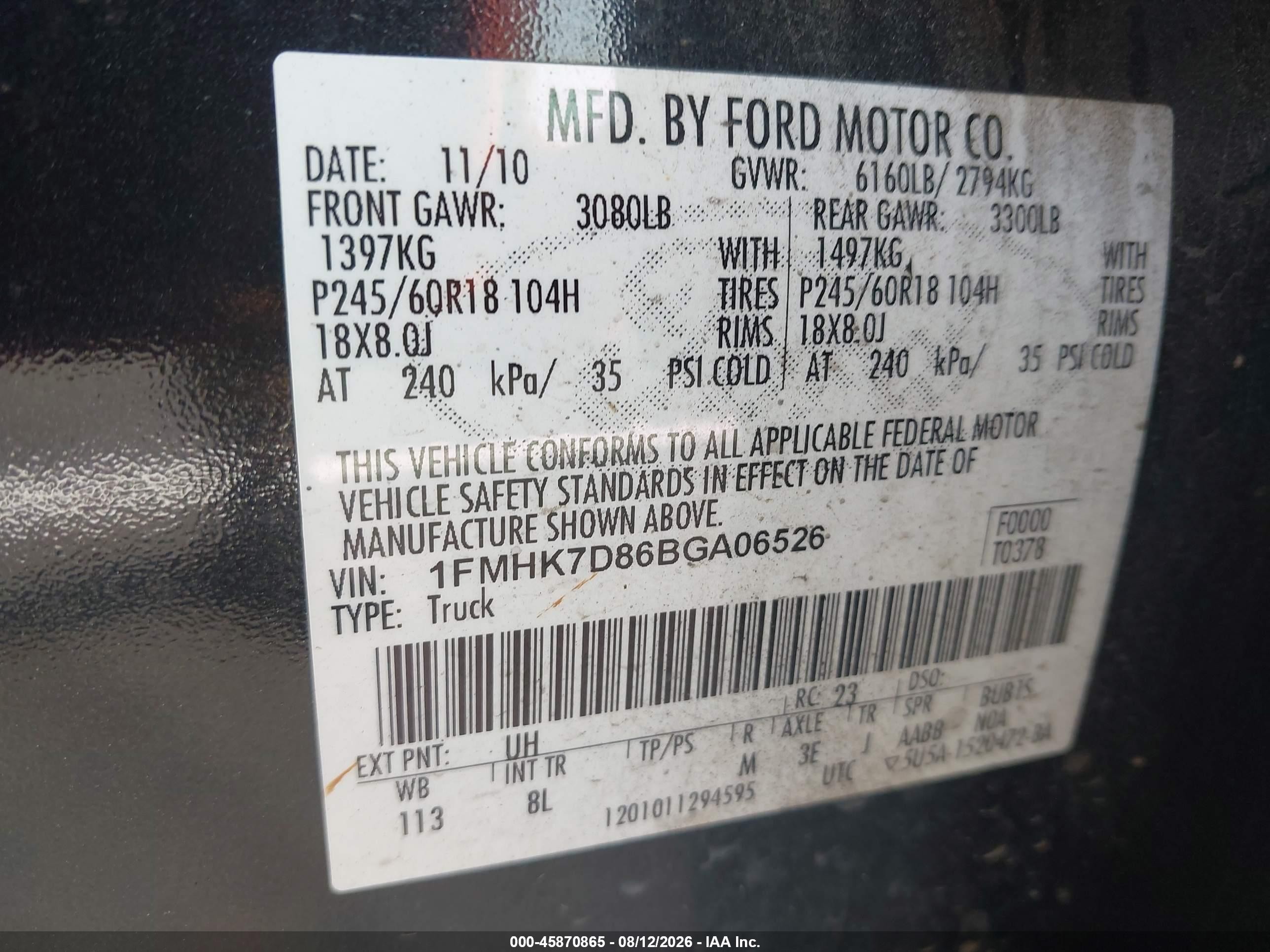2011 Ford Explorer Xlt Black vin: 1FMHK7D86BGA06526