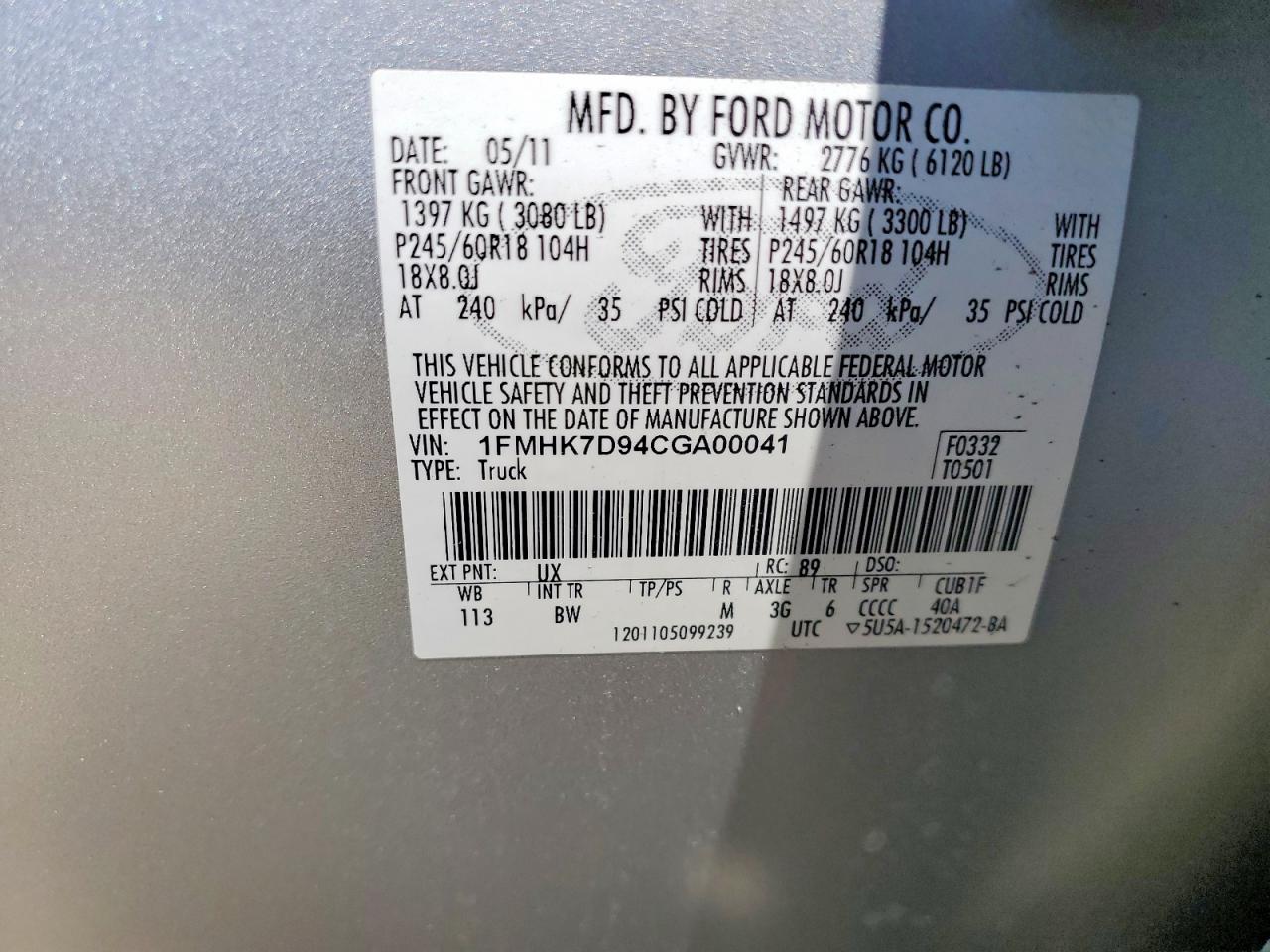 2012 Ford Explorer Xlt Silver vin: 1FMHK7D94CGA00041