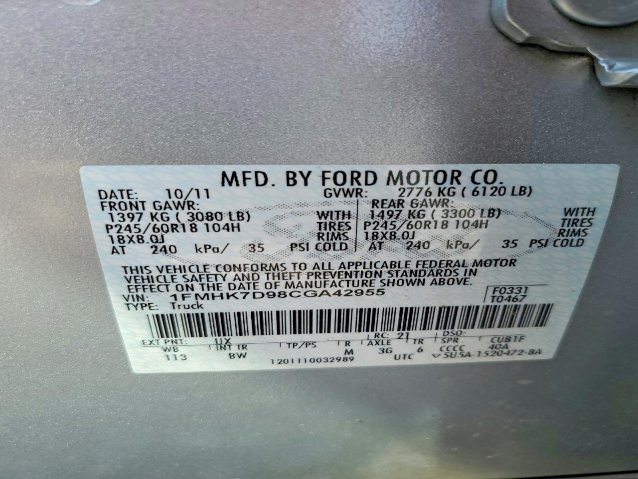 2012 Ford Explorer Xlt Silver vin: 1FMHK7D98CGA42955