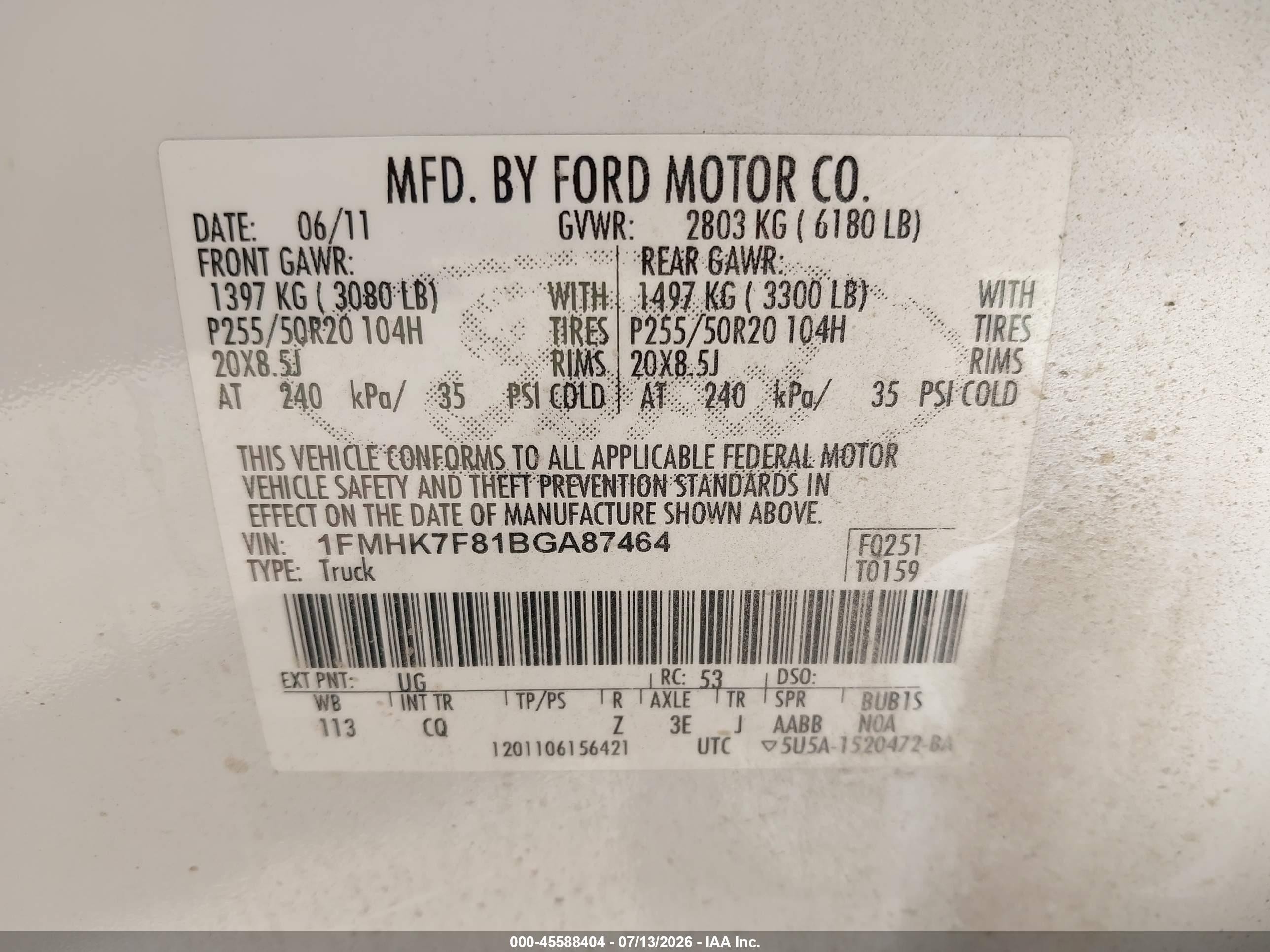 2011 Ford Explorer Limited White vin: 1FMHK7F81BGA87464