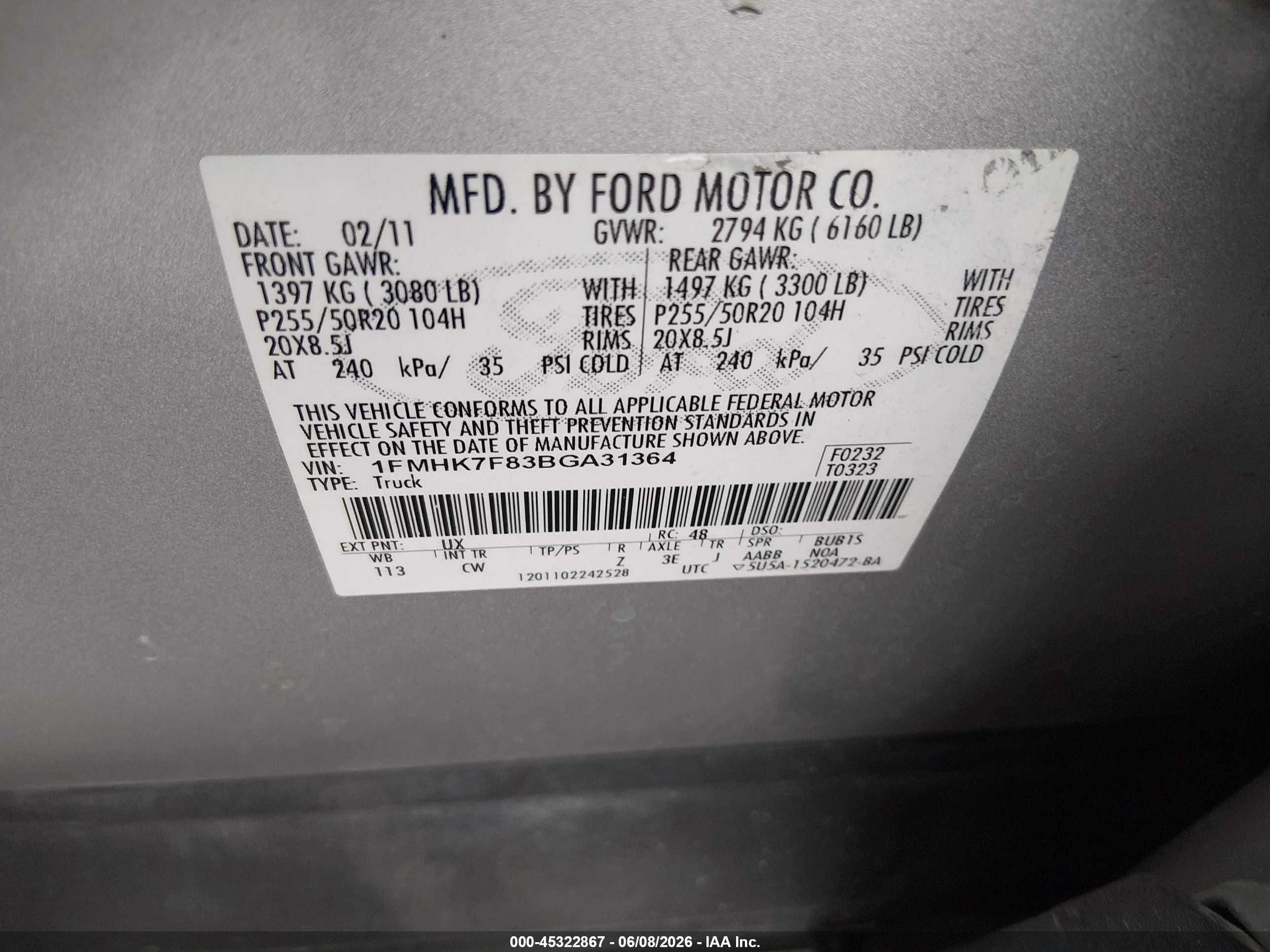 2011 Ford Explorer Limited Silver vin: 1FMHK7F83BGA31364