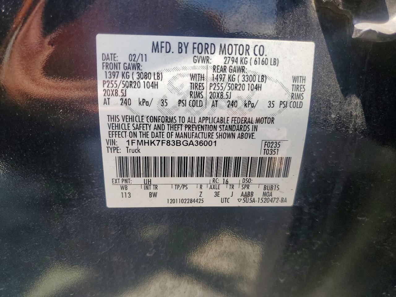 2011 Ford Explorer Limited Black vin: 1FMHK7F83BGA36001