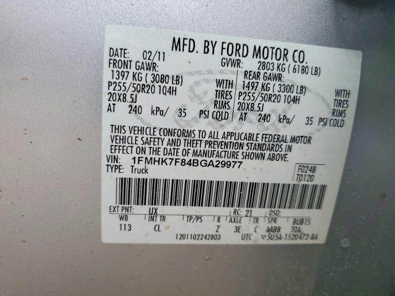 2011 Ford Explorer Limited Silver vin: 1FMHK7F84BGA29977