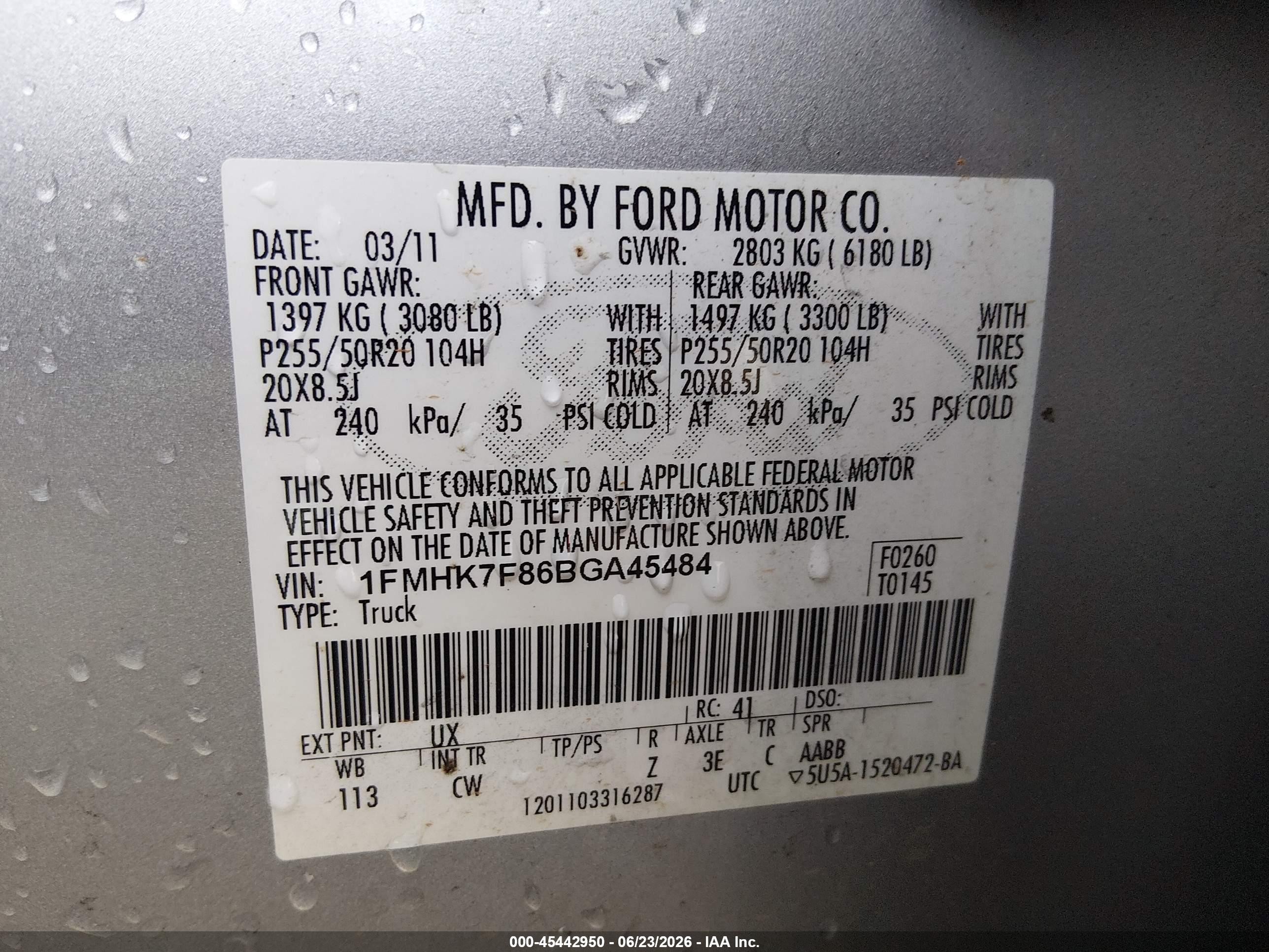 2011 Ford Explorer Limited Silver vin: 1FMHK7F86BGA45484