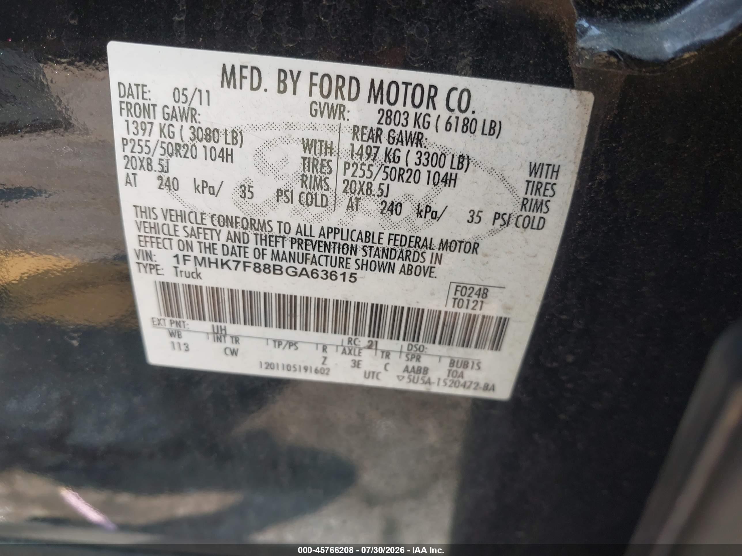 2011 Ford Explorer Limited Black vin: 1FMHK7F88BGA63615