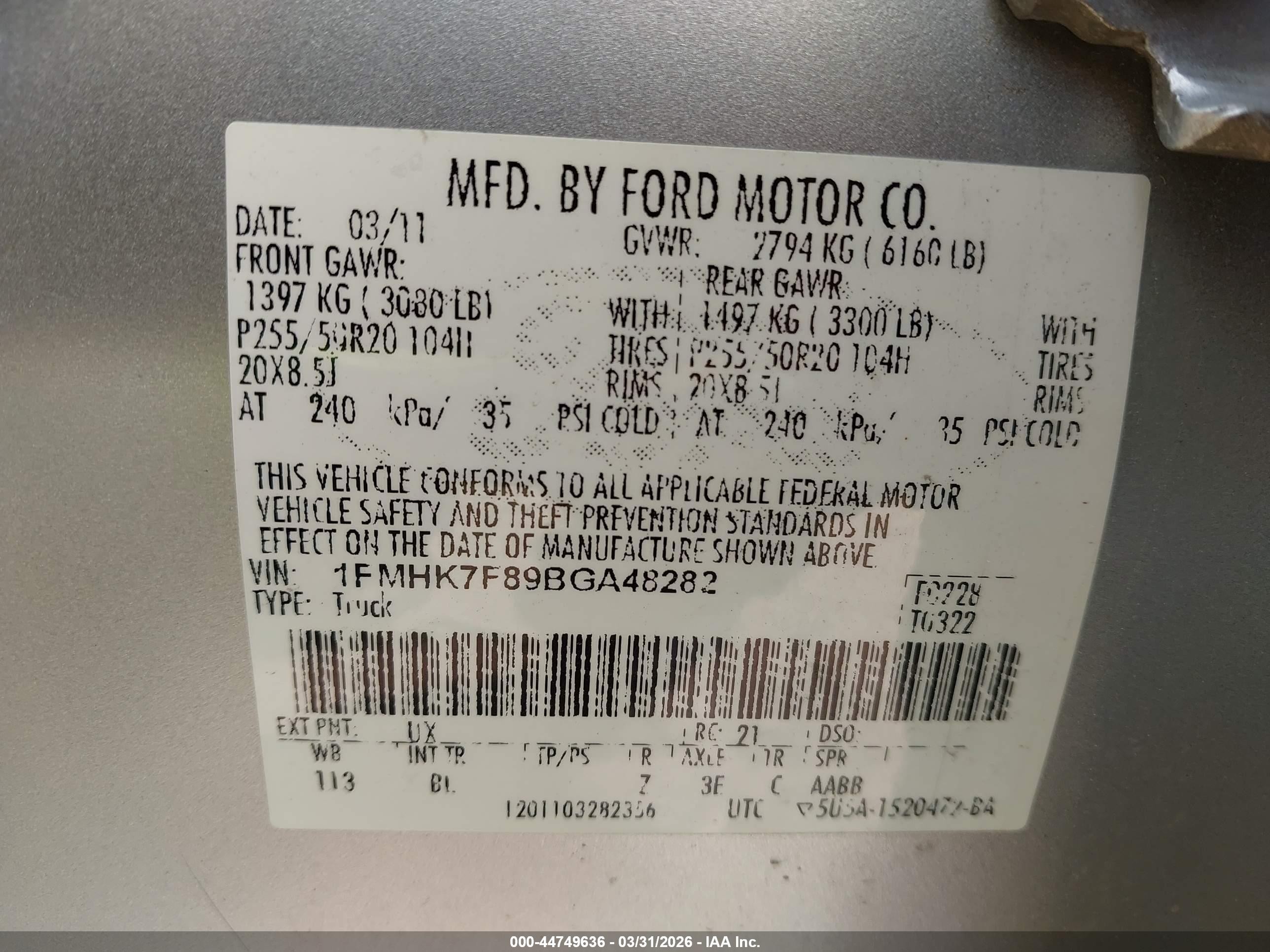 2011 Ford Explorer Limited Silver vin: 1FMHK7F89BGA48282