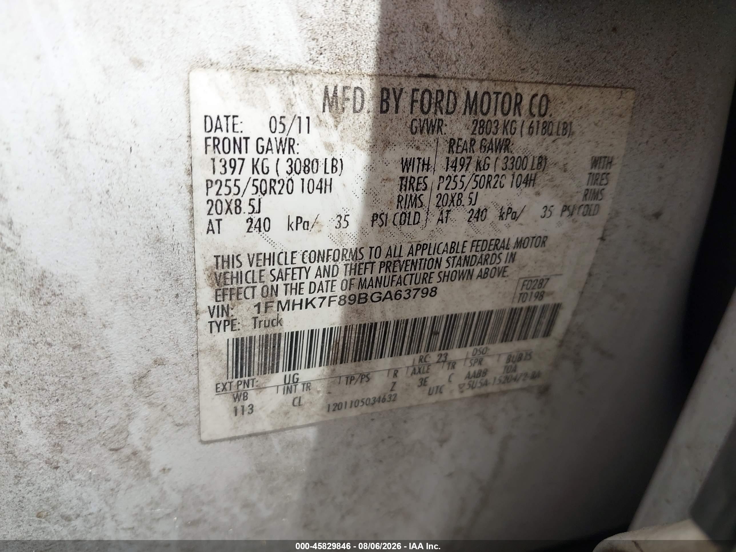 2011 Ford Explorer Limited White vin: 1FMHK7F89BGA63798