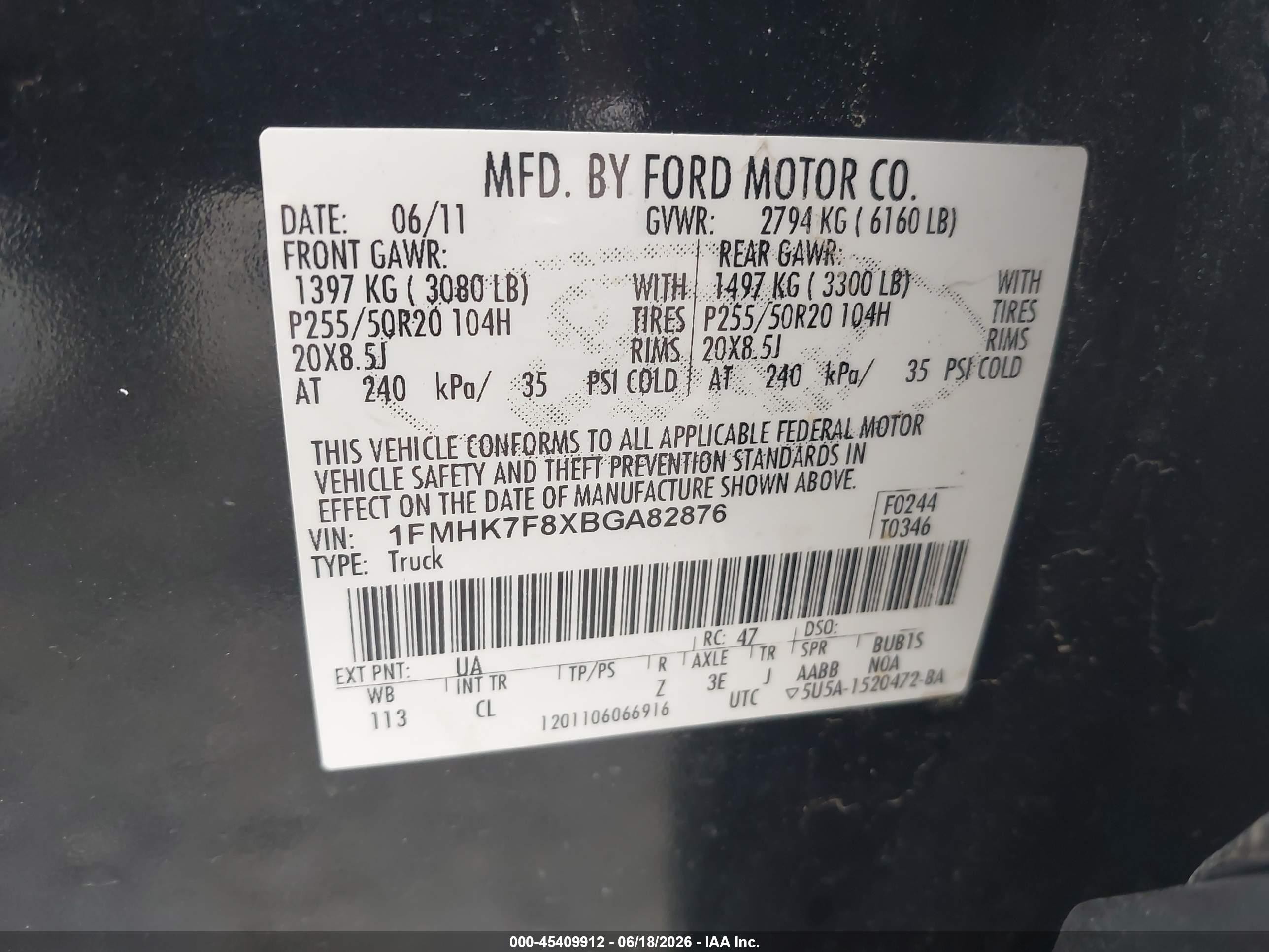 2011 Ford Explorer Limited Black vin: 1FMHK7F8XBGA82876