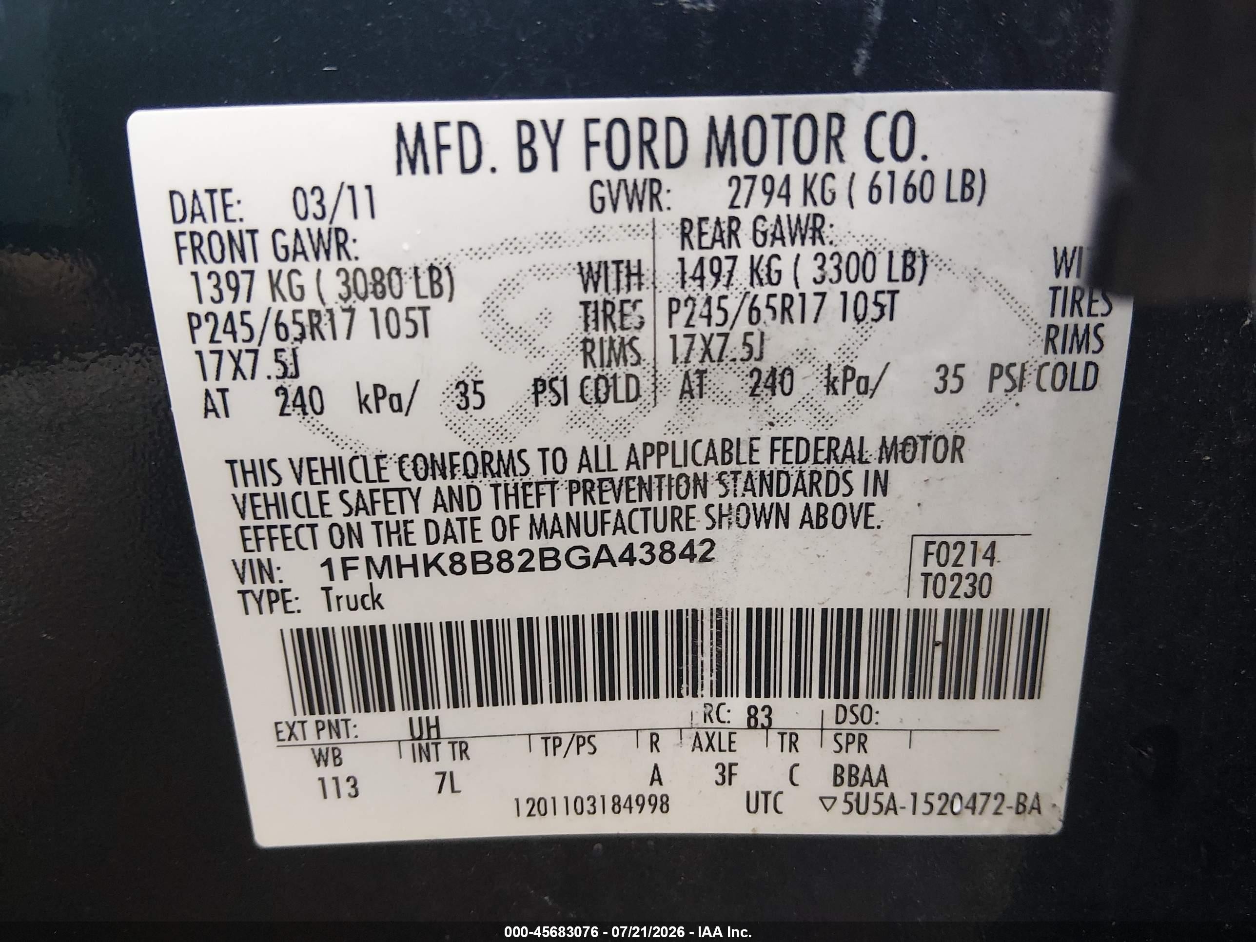2011 Ford Explorer   Black vin: 1FMHK8B82BGA43842