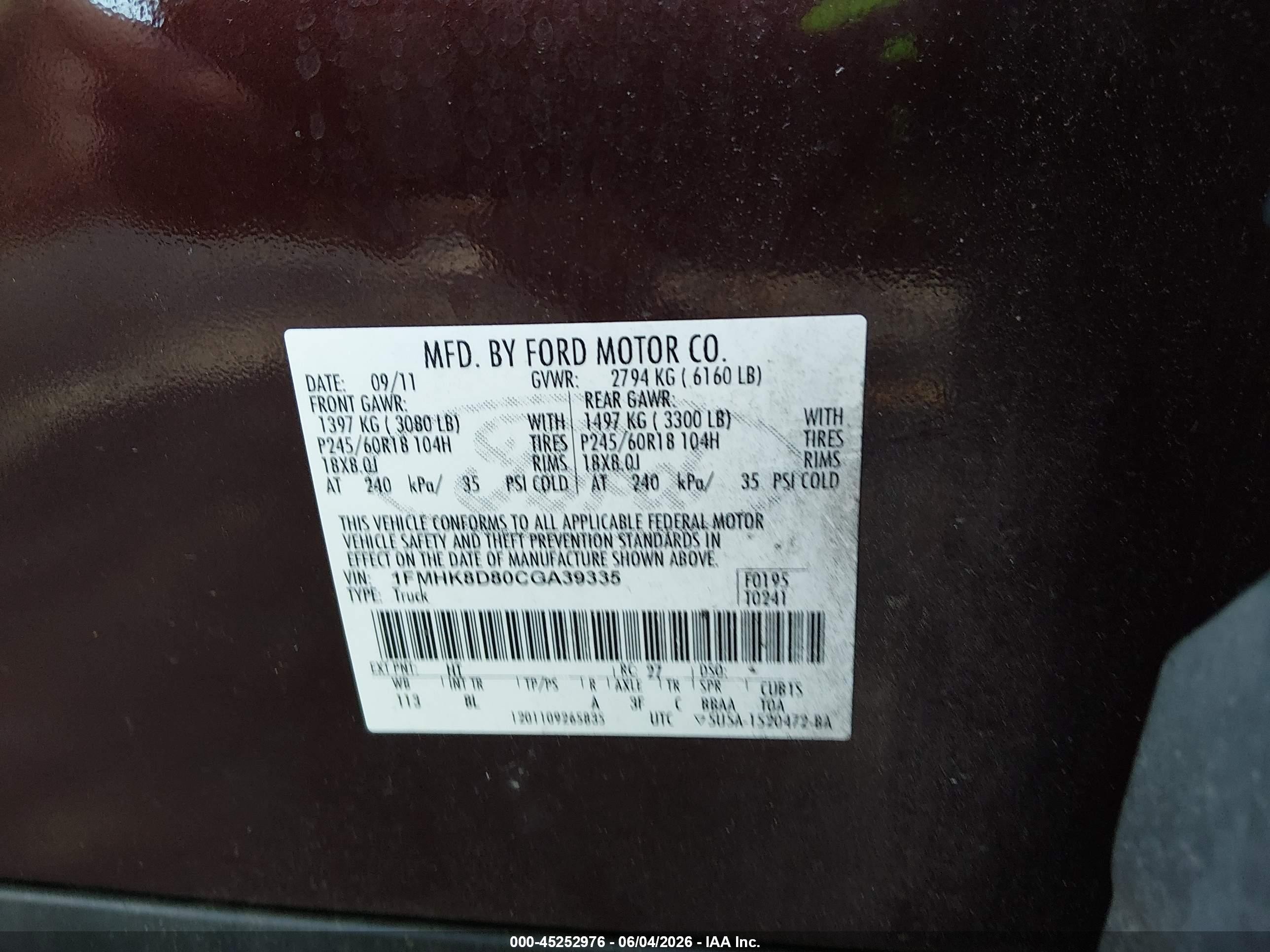 2012 Ford Explorer Xlt Burgundy vin: 1FMHK8D80CGA39335