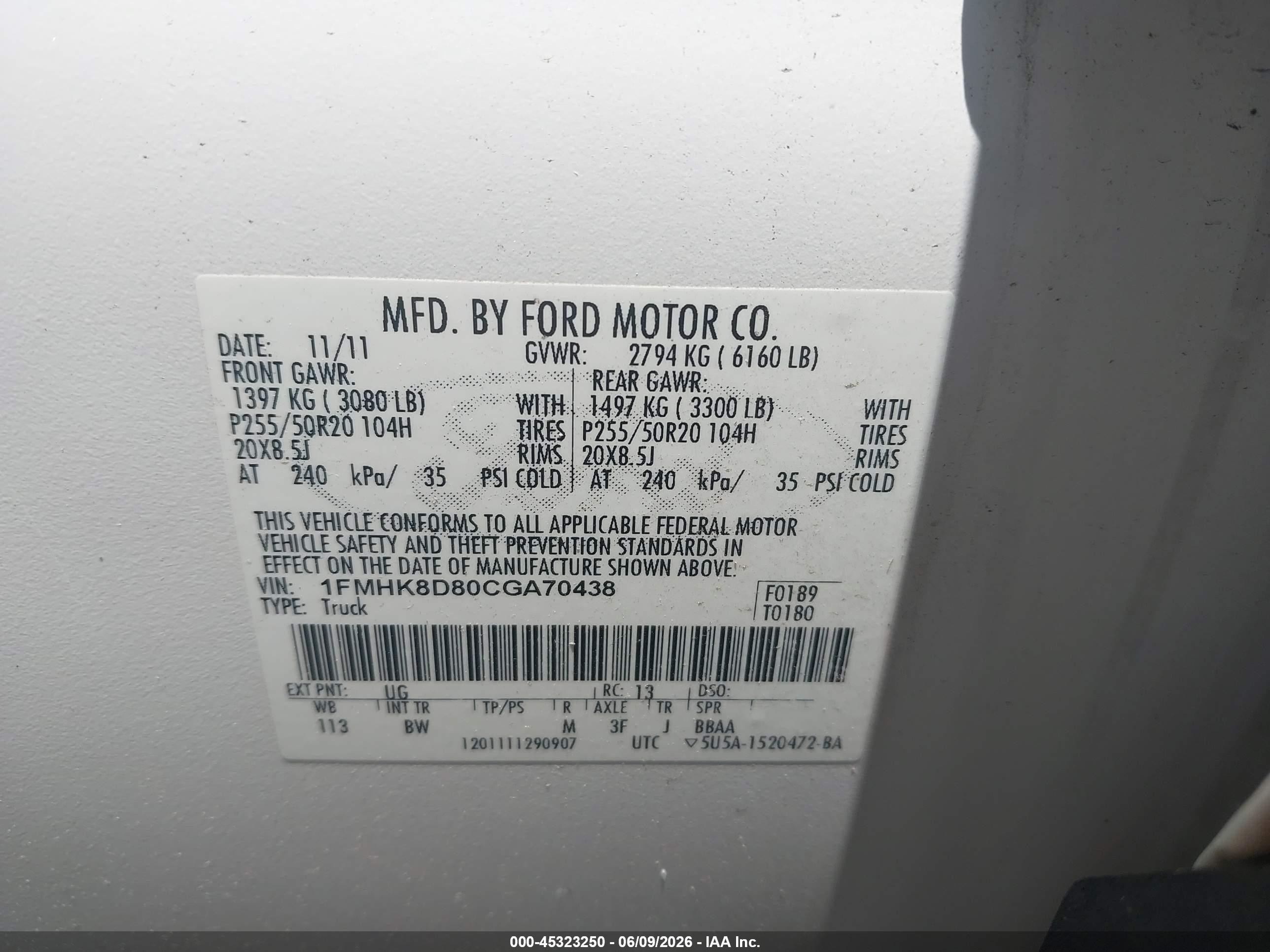 2012 Ford Explorer Xlt White vin: 1FMHK8D80CGA70438
