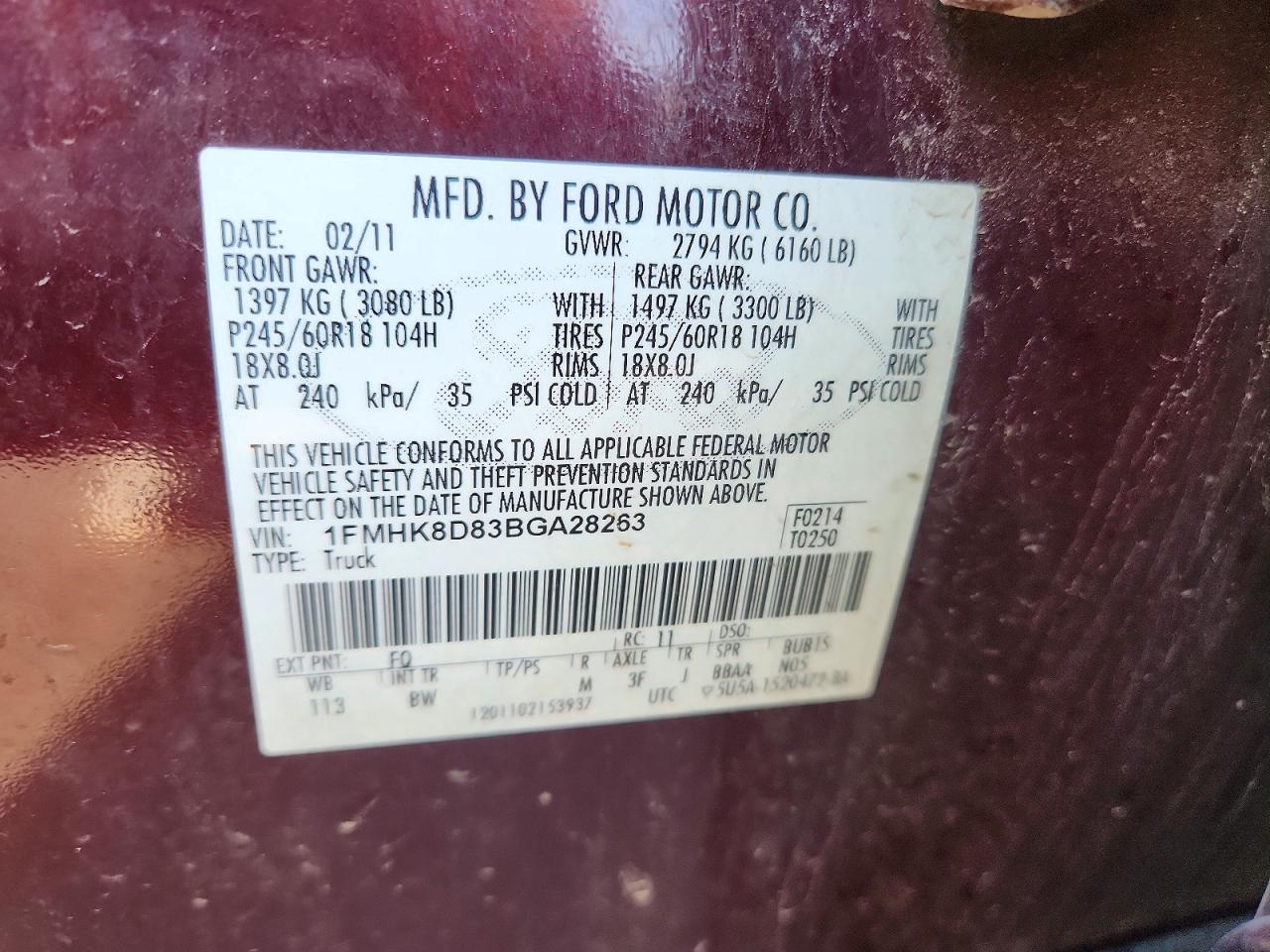 2011 Ford Explorer Xlt Maroon vin: 1FMHK8D83BGA28263