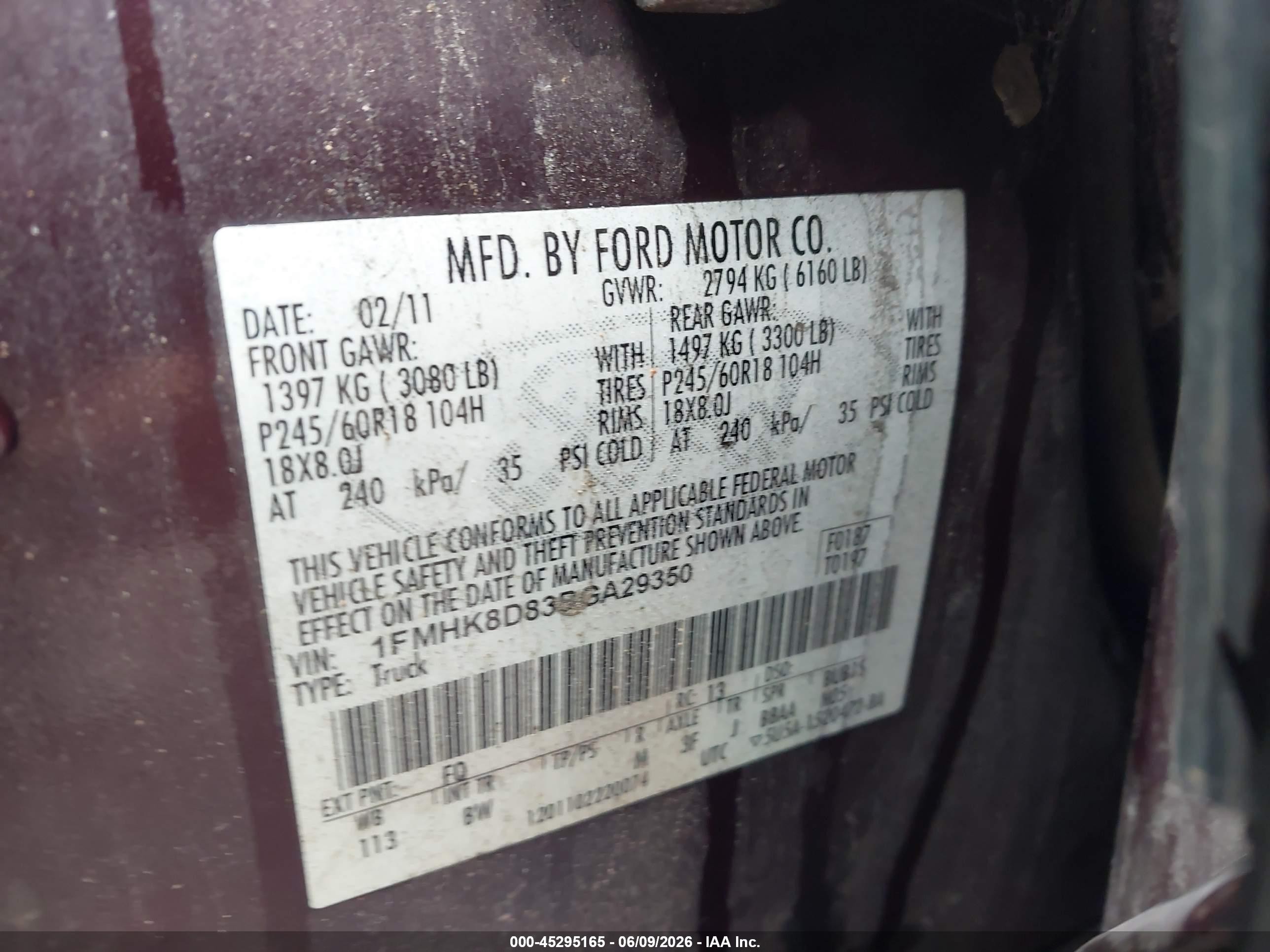 2011 Ford Explorer Xlt Burgundy vin: 1FMHK8D83BGA29350