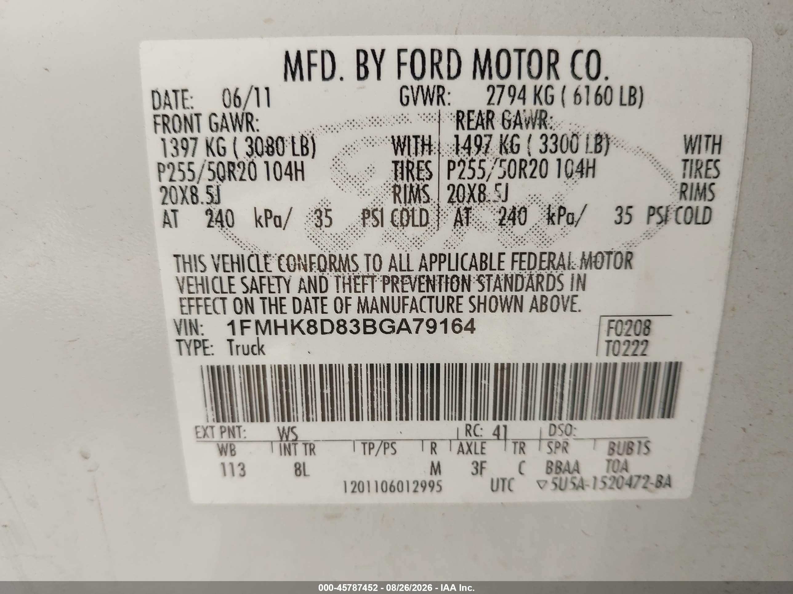 2011 Ford Explorer Xlt White vin: 1FMHK8D83BGA79164