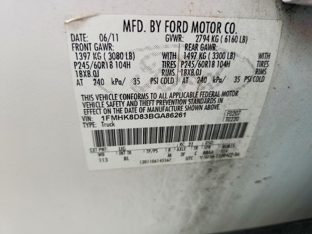 2011 Ford Explorer Xlt White vin: 1FMHK8D83BGA86261