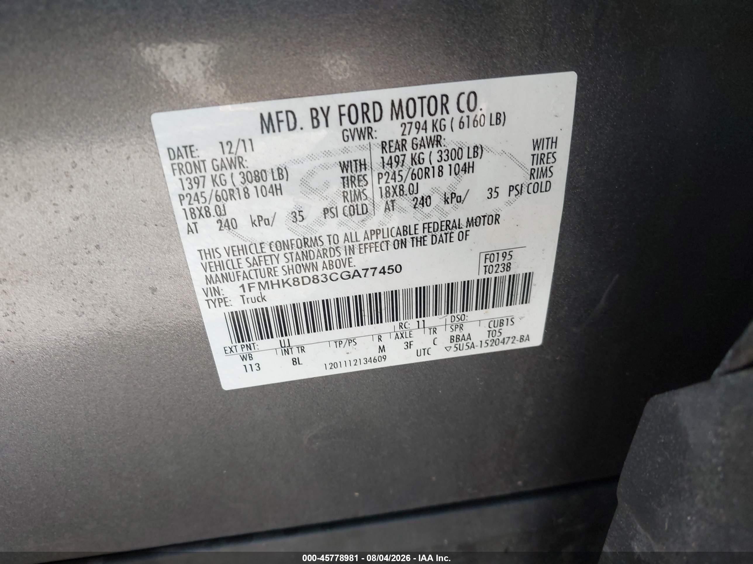 2012 Ford Explorer Xlt Green vin: 1FMHK8D83CGA77450