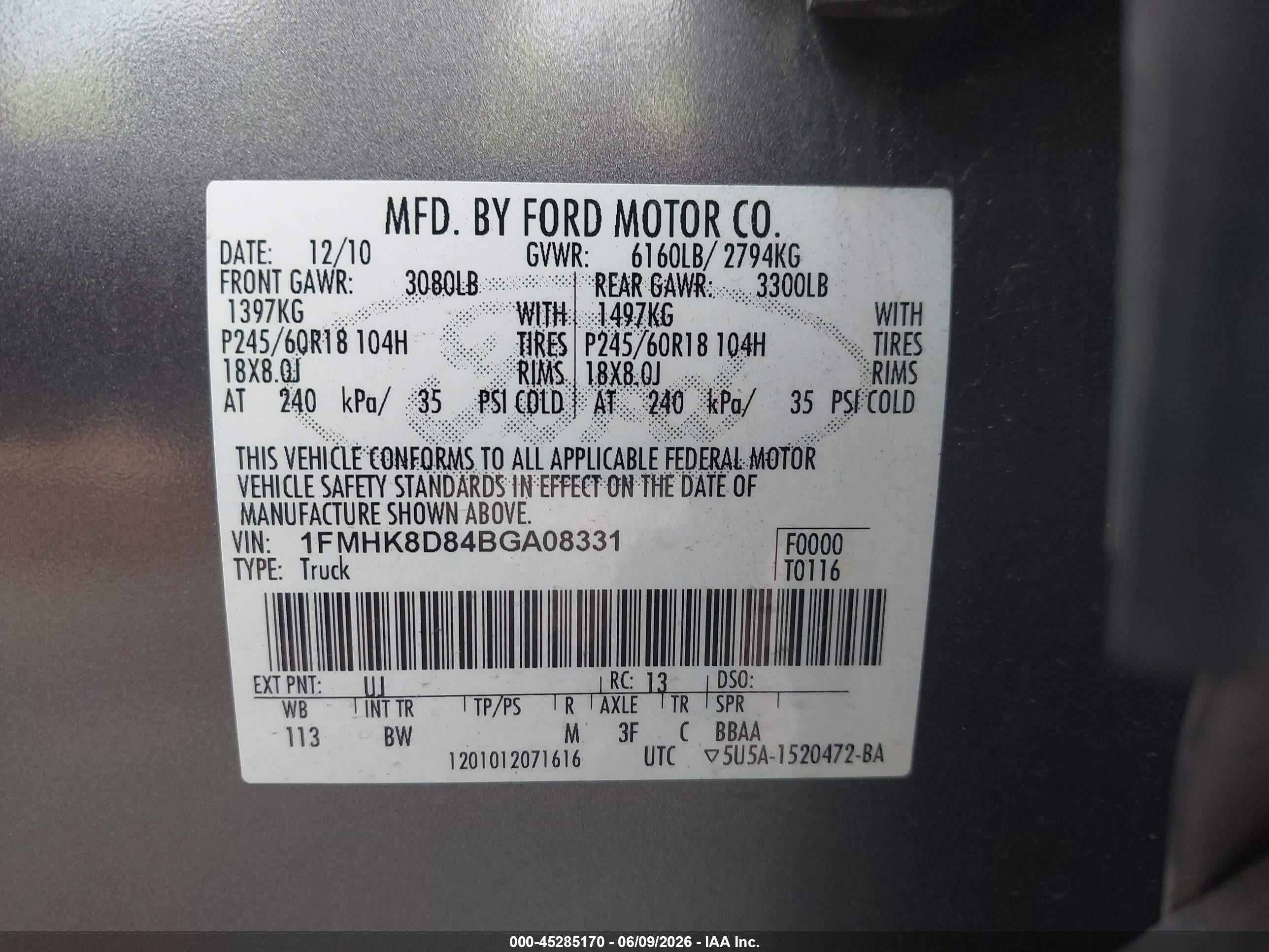 2011 Ford Explorer Xlt Gray vin: 1FMHK8D84BGA08331