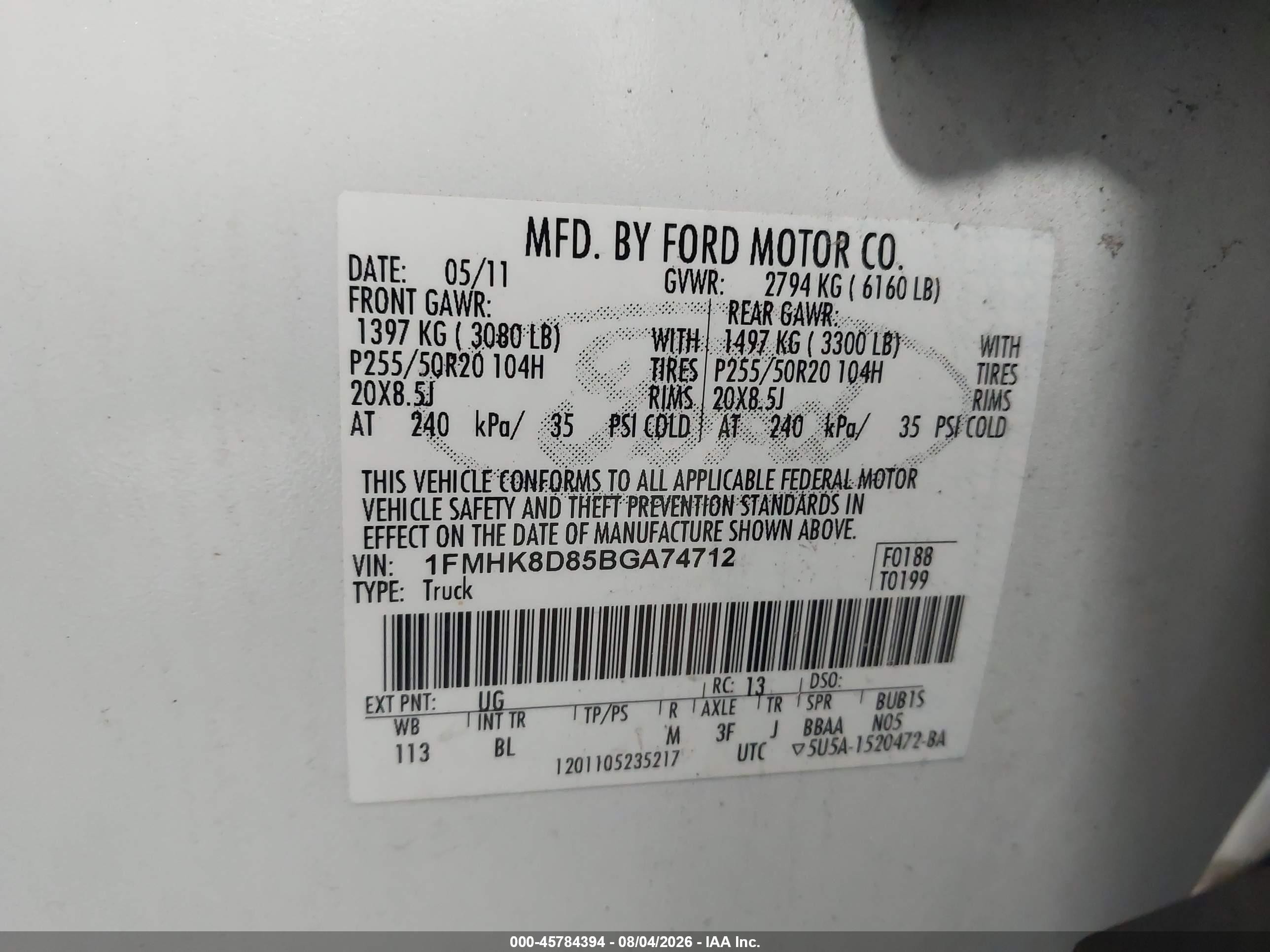 2011 Ford Explorer Xlt White vin: 1FMHK8D85BGA74712