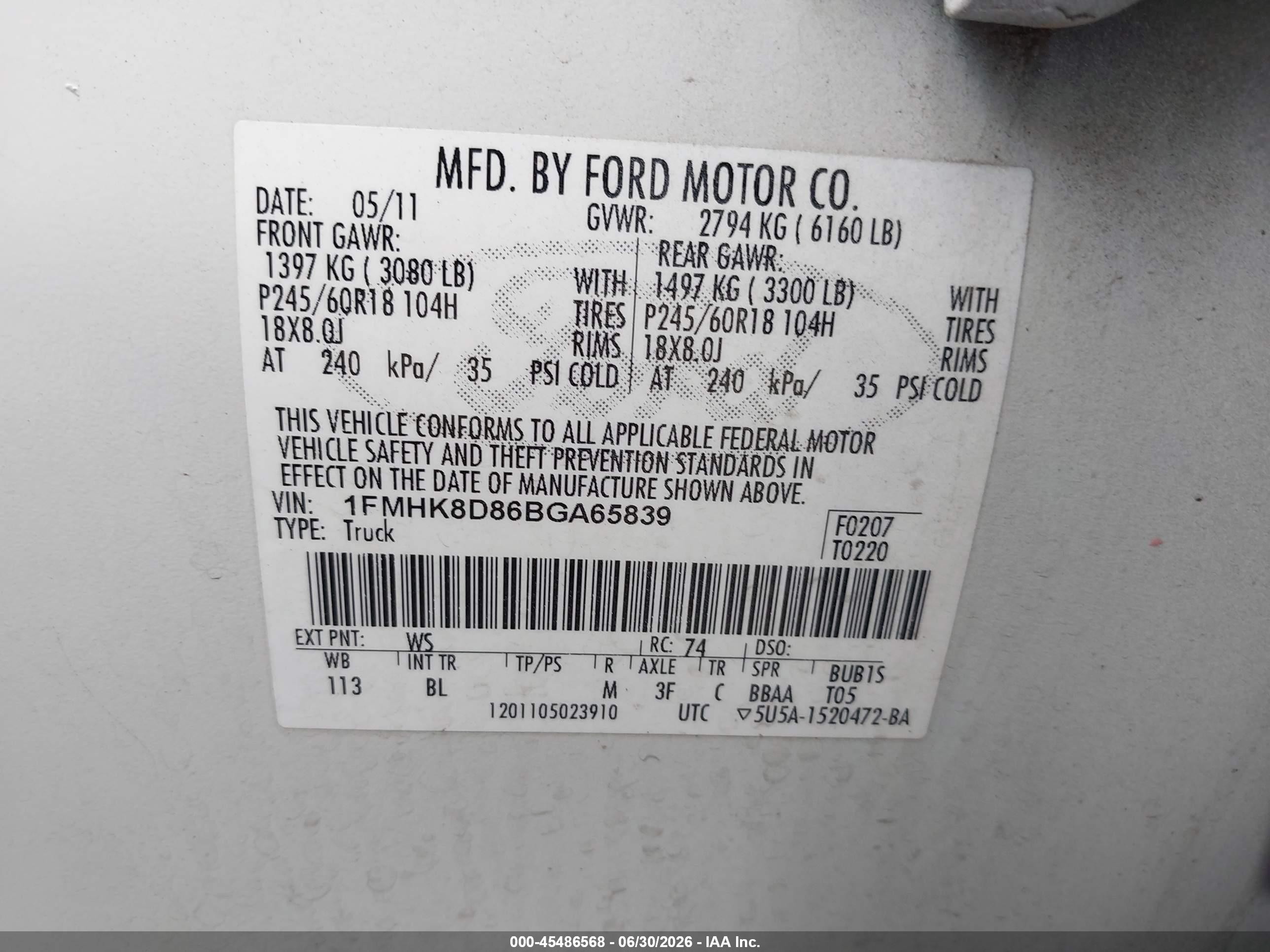 2011 Ford Explorer Xlt White vin: 1FMHK8D86BGA65839