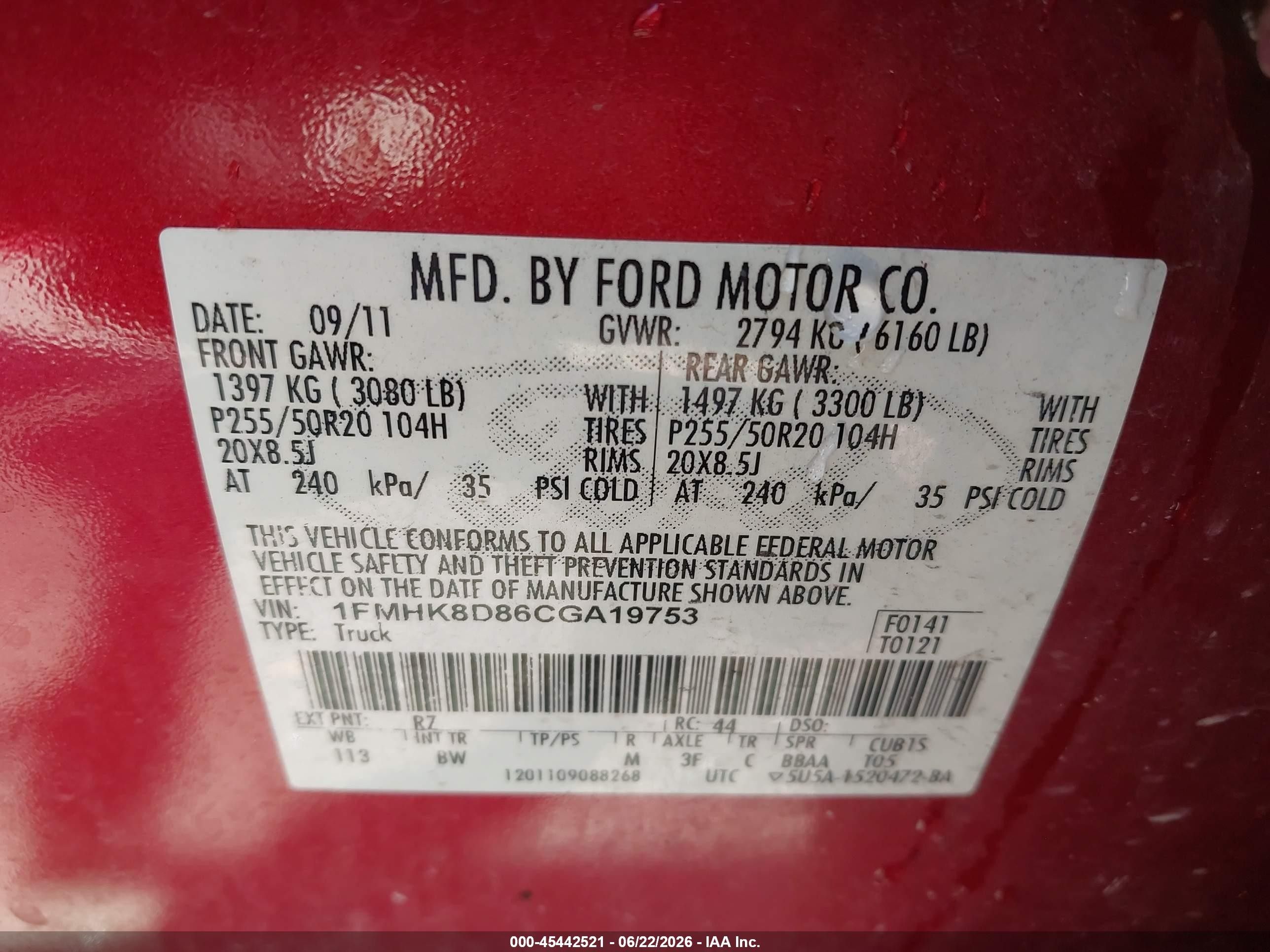 2012 Ford Explorer Xlt Red vin: 1FMHK8D86CGA19753