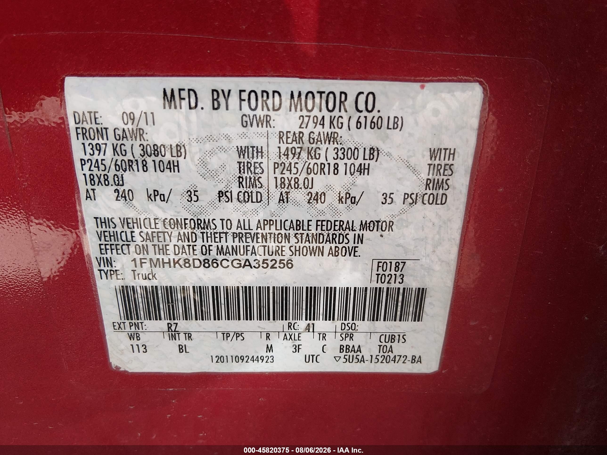2012 Ford Explorer Xlt Red vin: 1FMHK8D86CGA35256