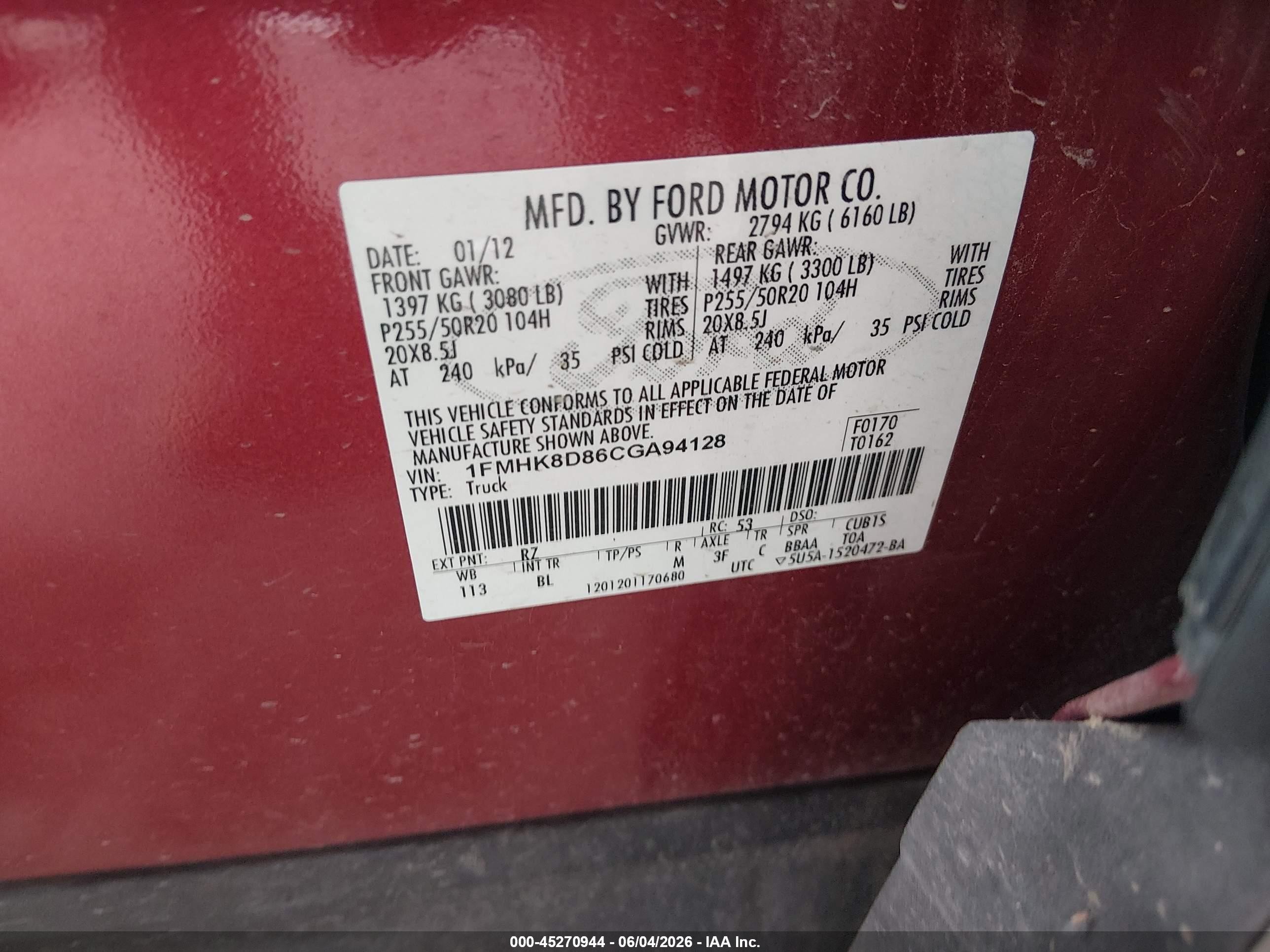 2012 Ford Explorer Xlt Red vin: 1FMHK8D86CGA94128
