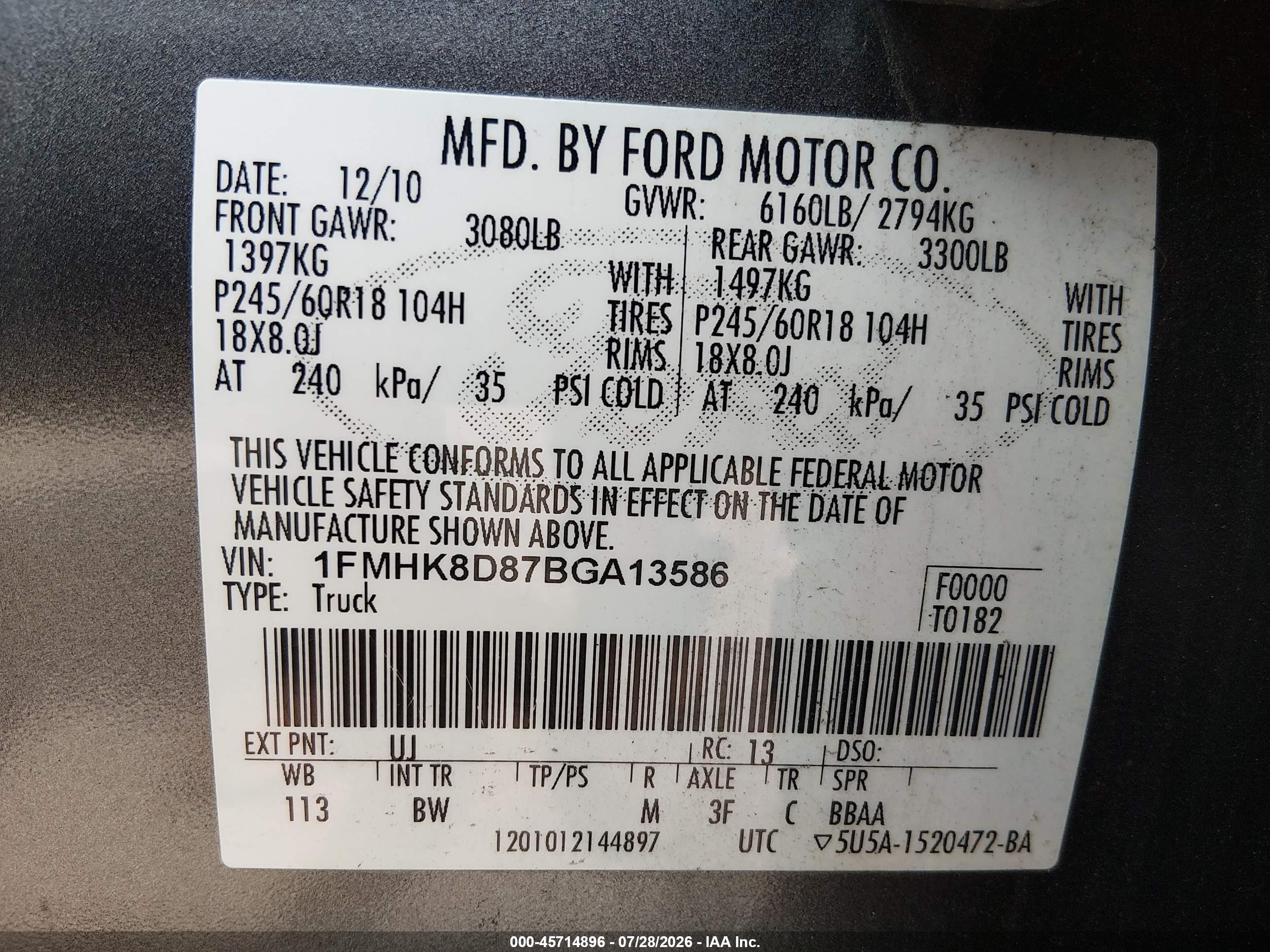 2011 Ford Explorer Xlt Gray vin: 1FMHK8D87BGA13586