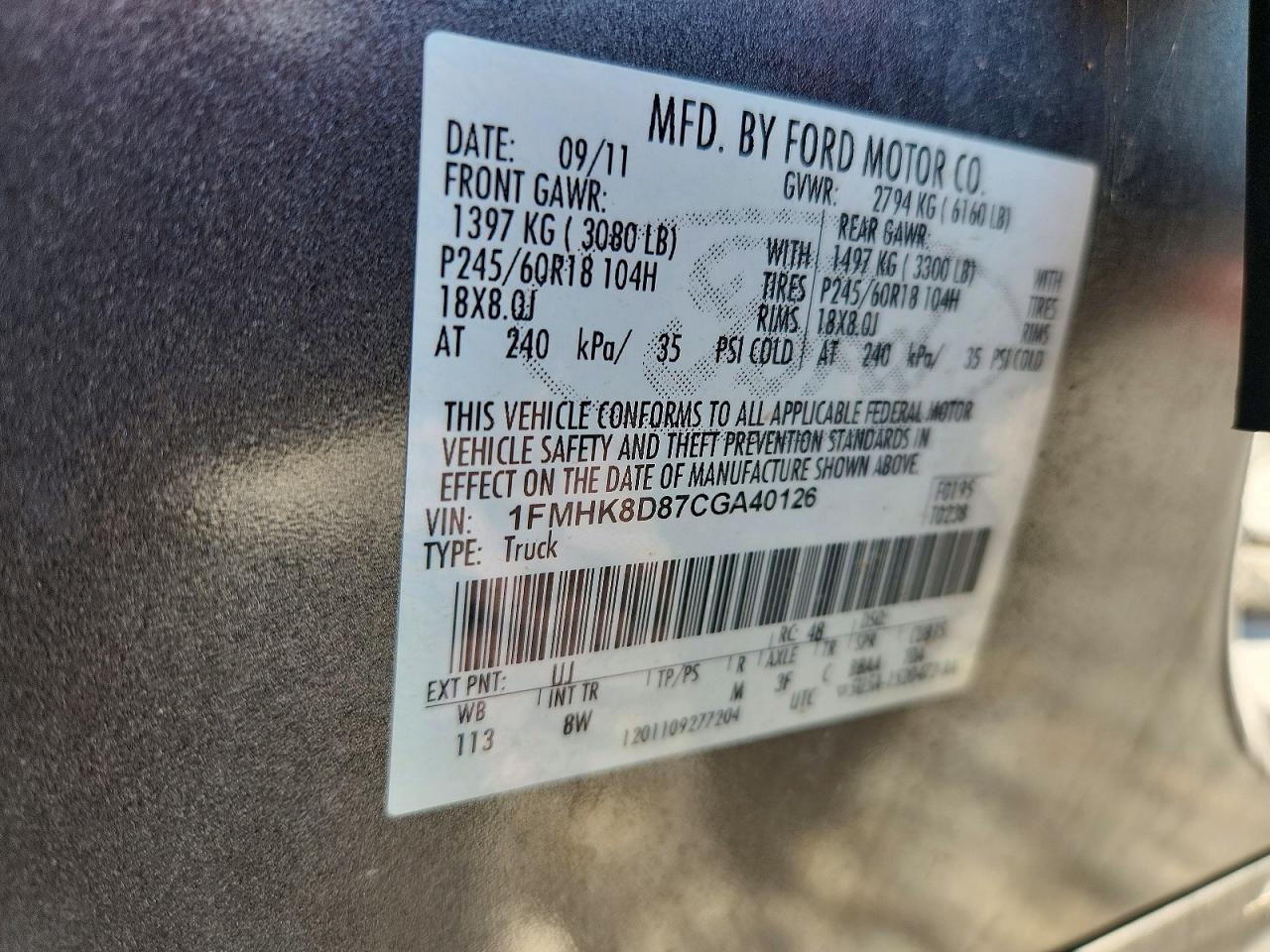 2012 Ford Explorer Xlt Gray vin: 1FMHK8D87CGA40126