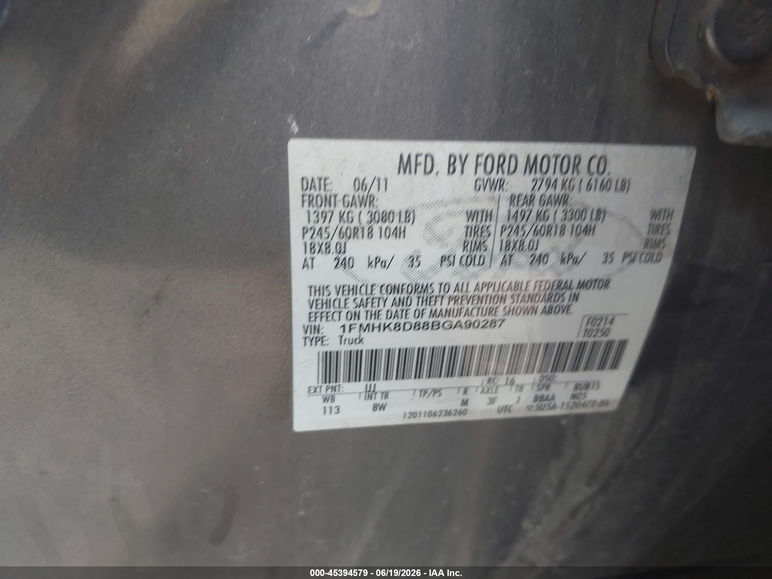 2011 Ford Explorer Xlt Gray vin: 1FMHK8D88BGA90287