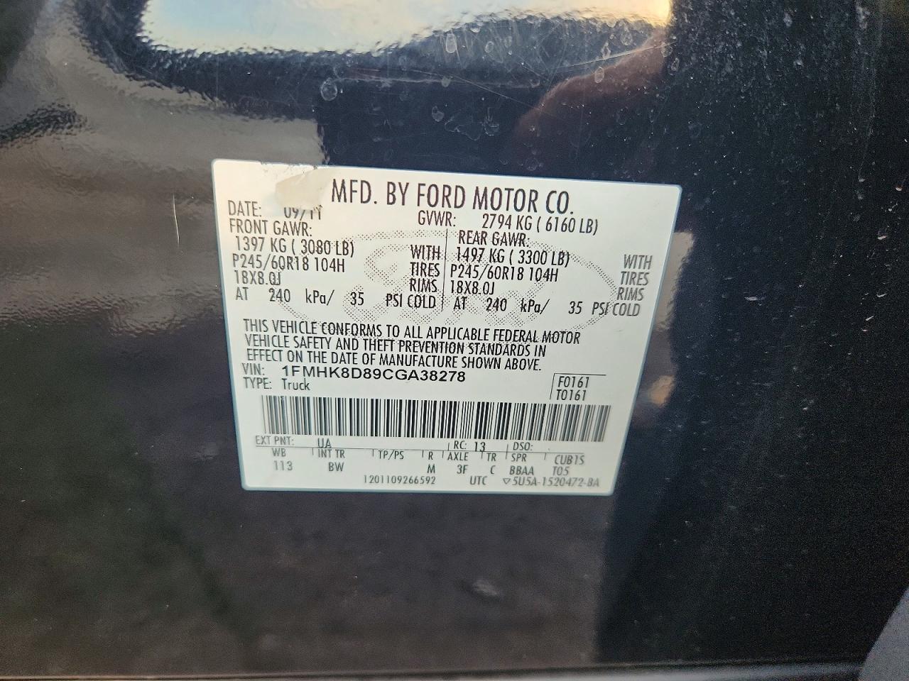 2012 Ford Explorer Xlt Black vin: 1FMHK8D89CGA38278