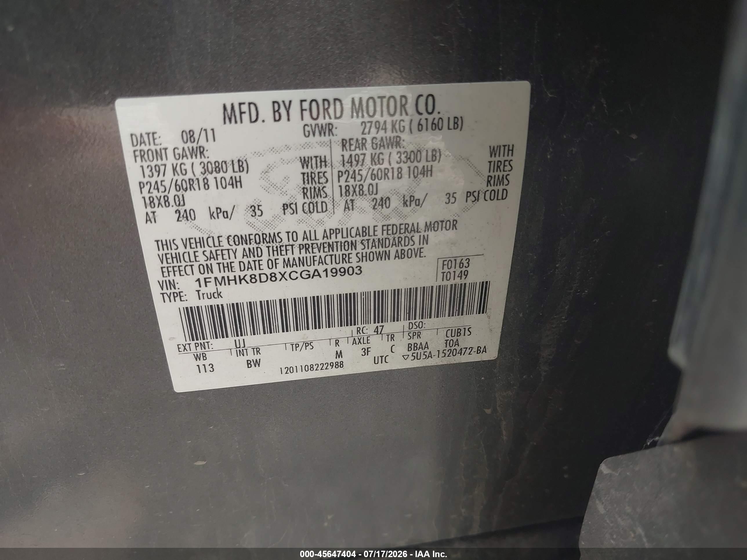 2012 Ford Explorer Xlt Gray vin: 1FMHK8D8XCGA19903