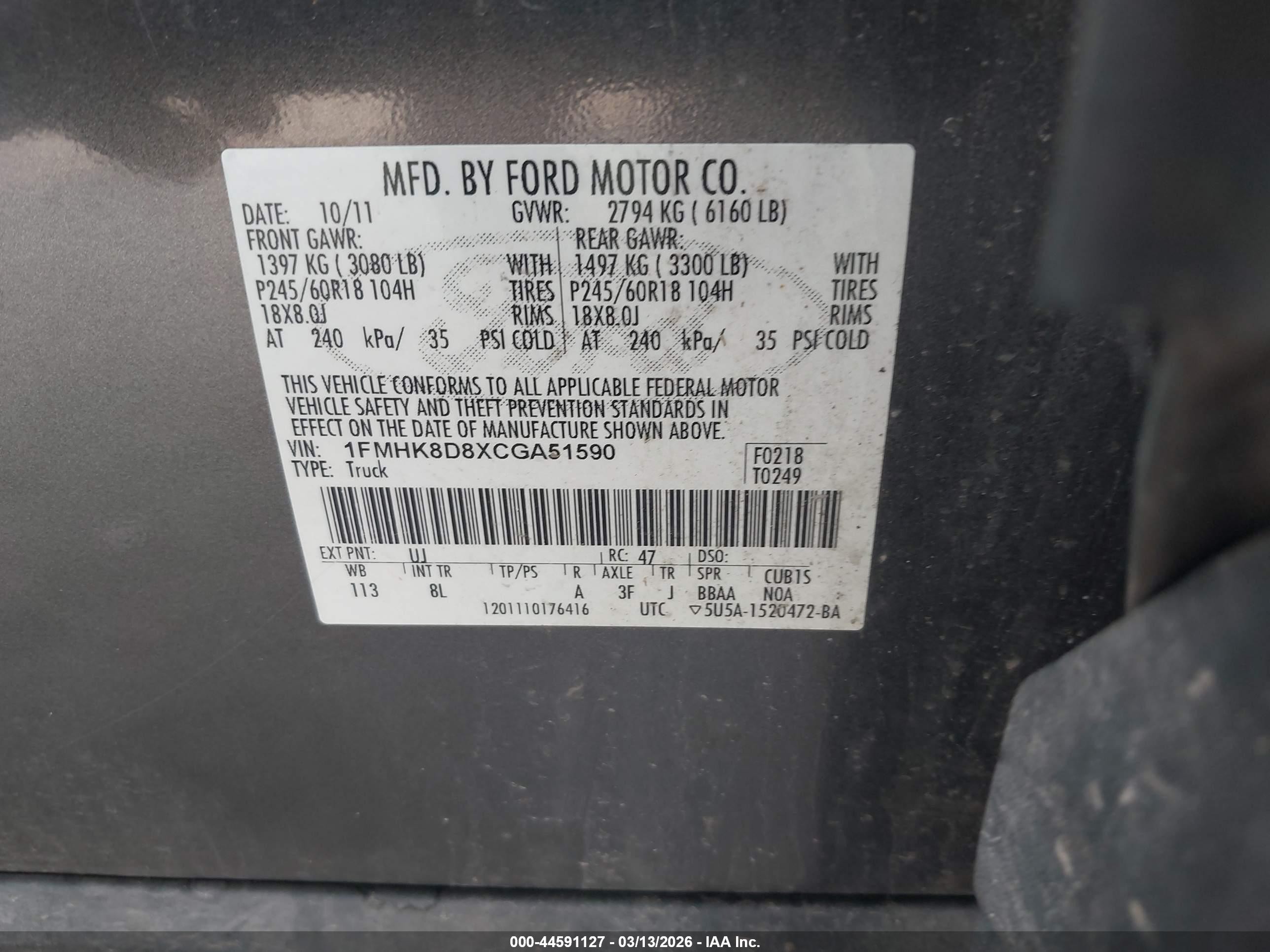 2012 Ford Explorer Xlt Gray vin: 1FMHK8D8XCGA51590