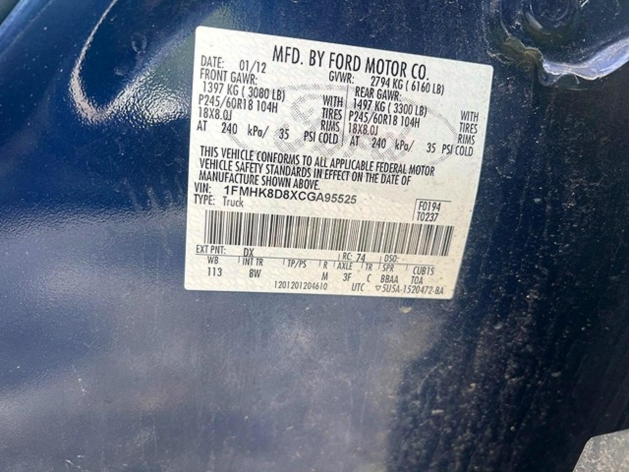 2012 Ford Explorer Xlt Blue vin: 1FMHK8D8XCGA95525