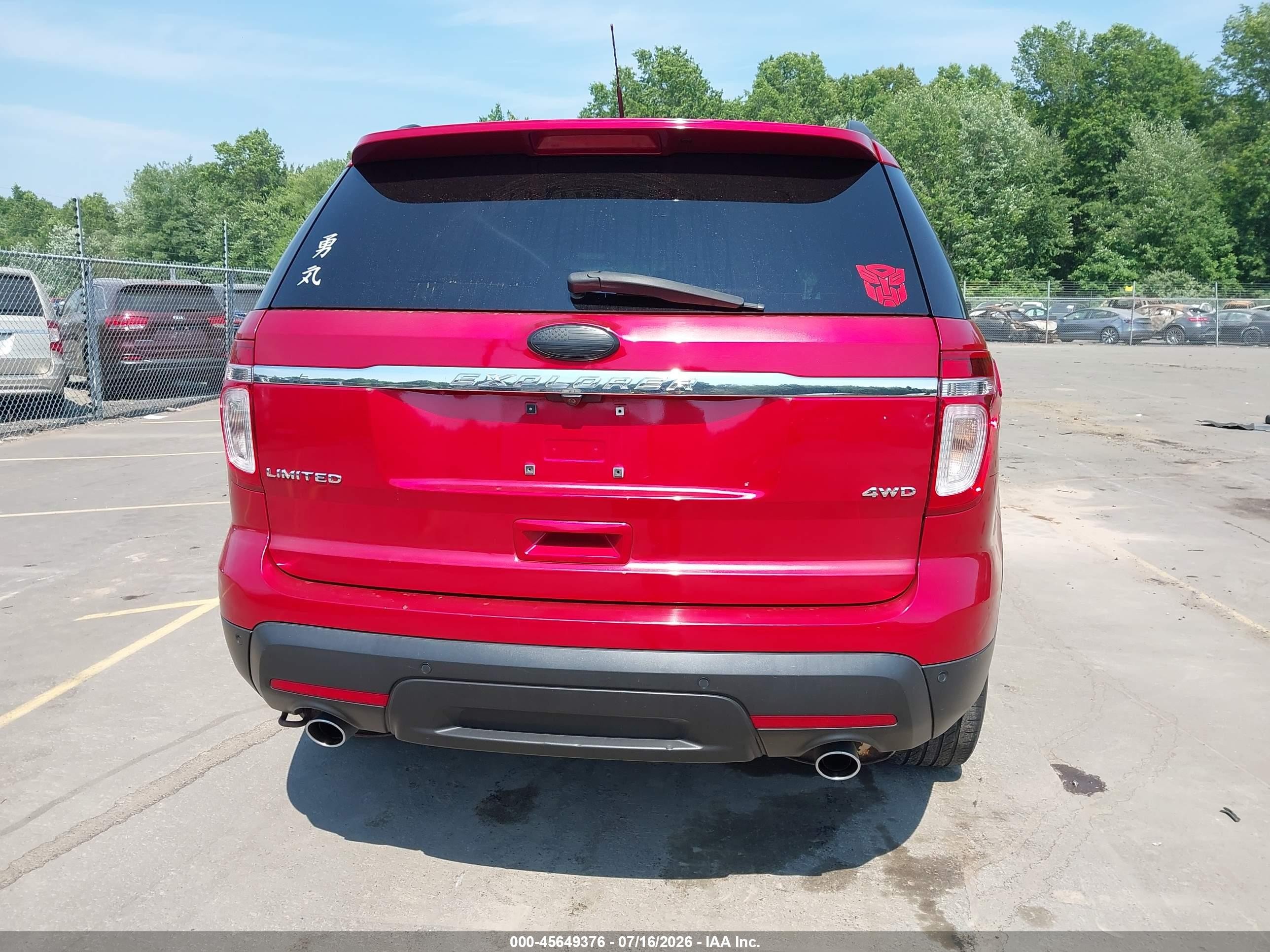 2012 Ford Explorer Limited Red vin: 1FMHK8F80CGA62448