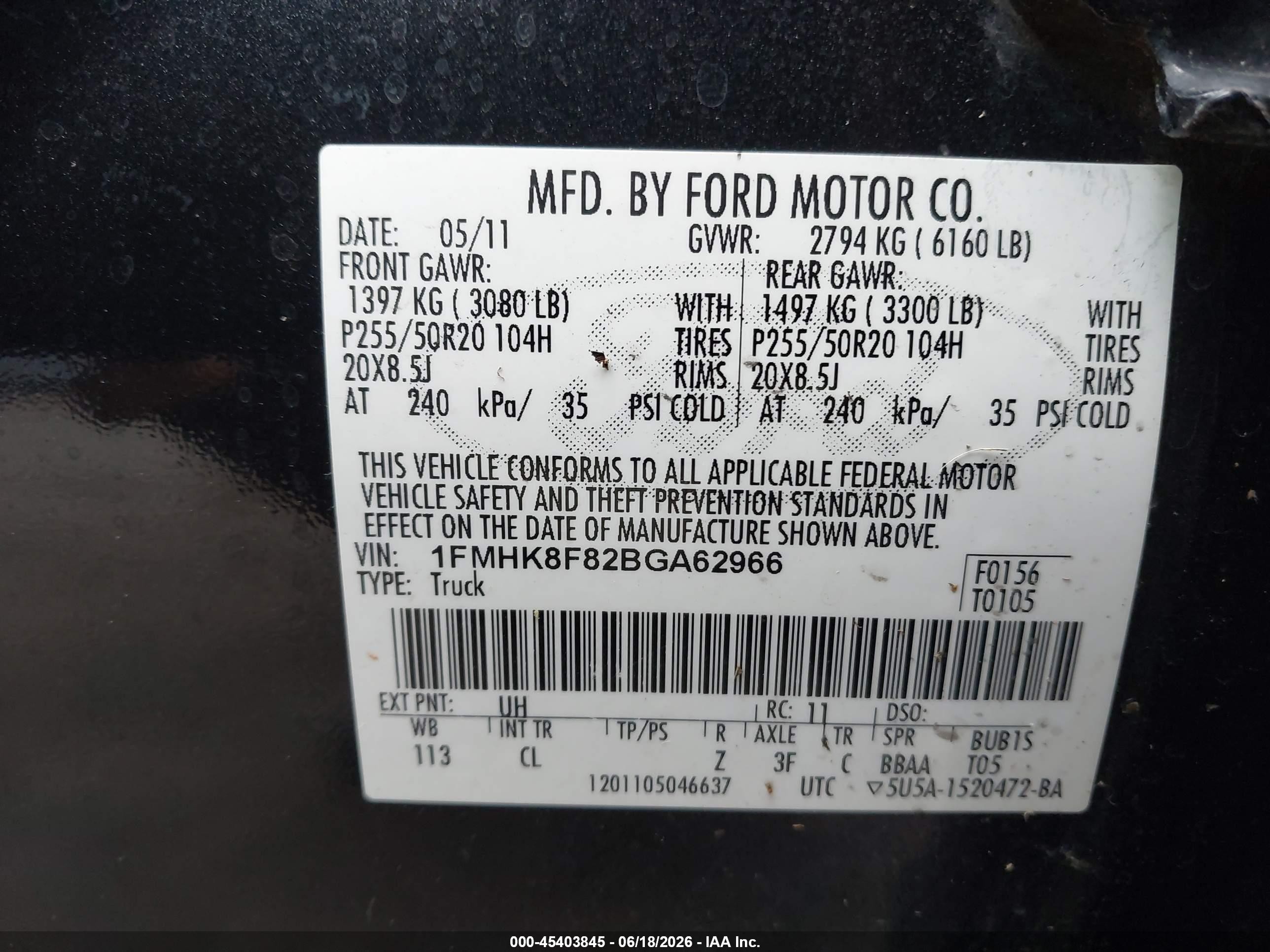 2011 Ford Explorer Limited Black vin: 1FMHK8F82BGA62966