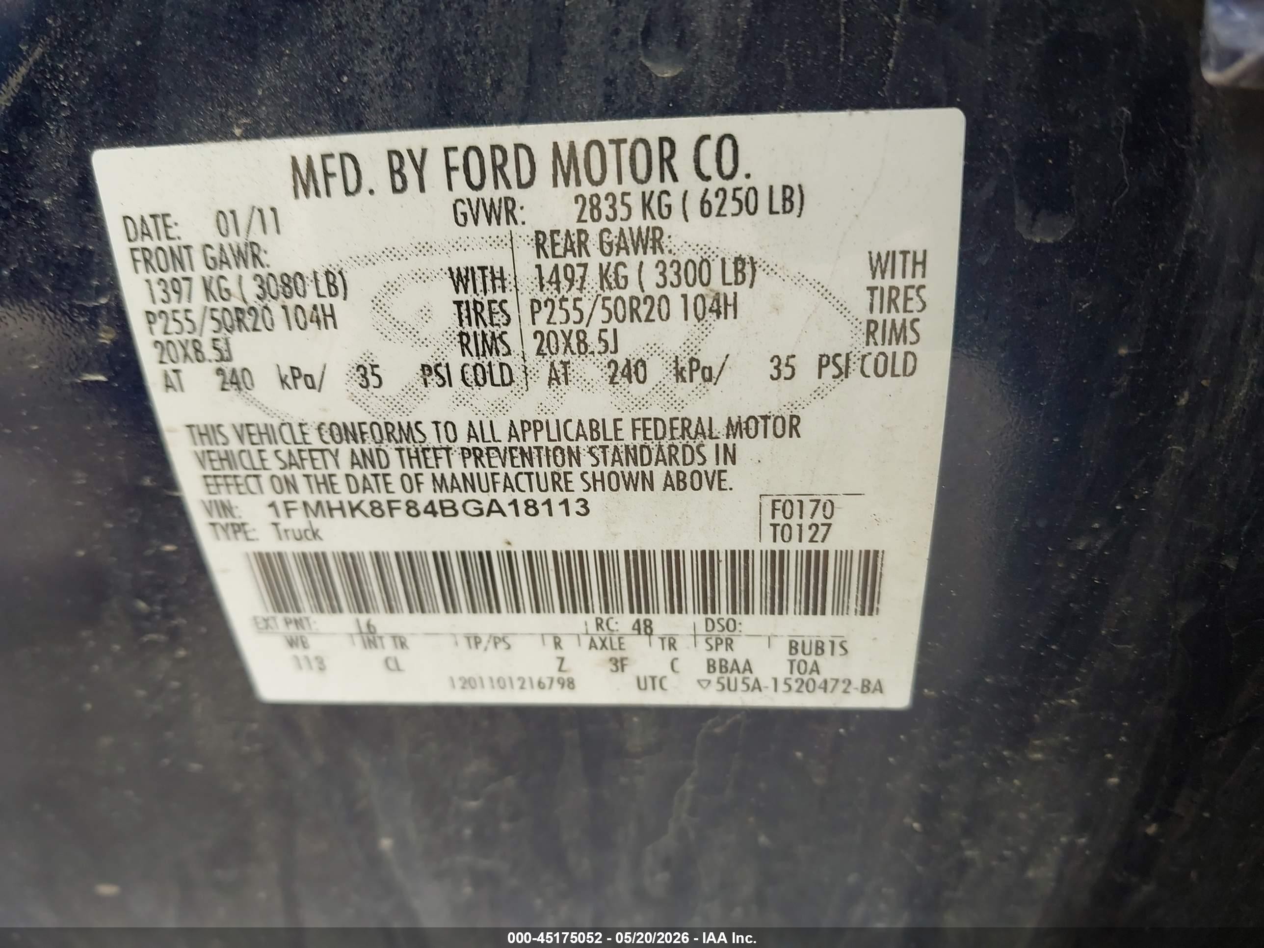2011 Ford Explorer Limited Dark Blue vin: 1FMHK8F84BGA18113