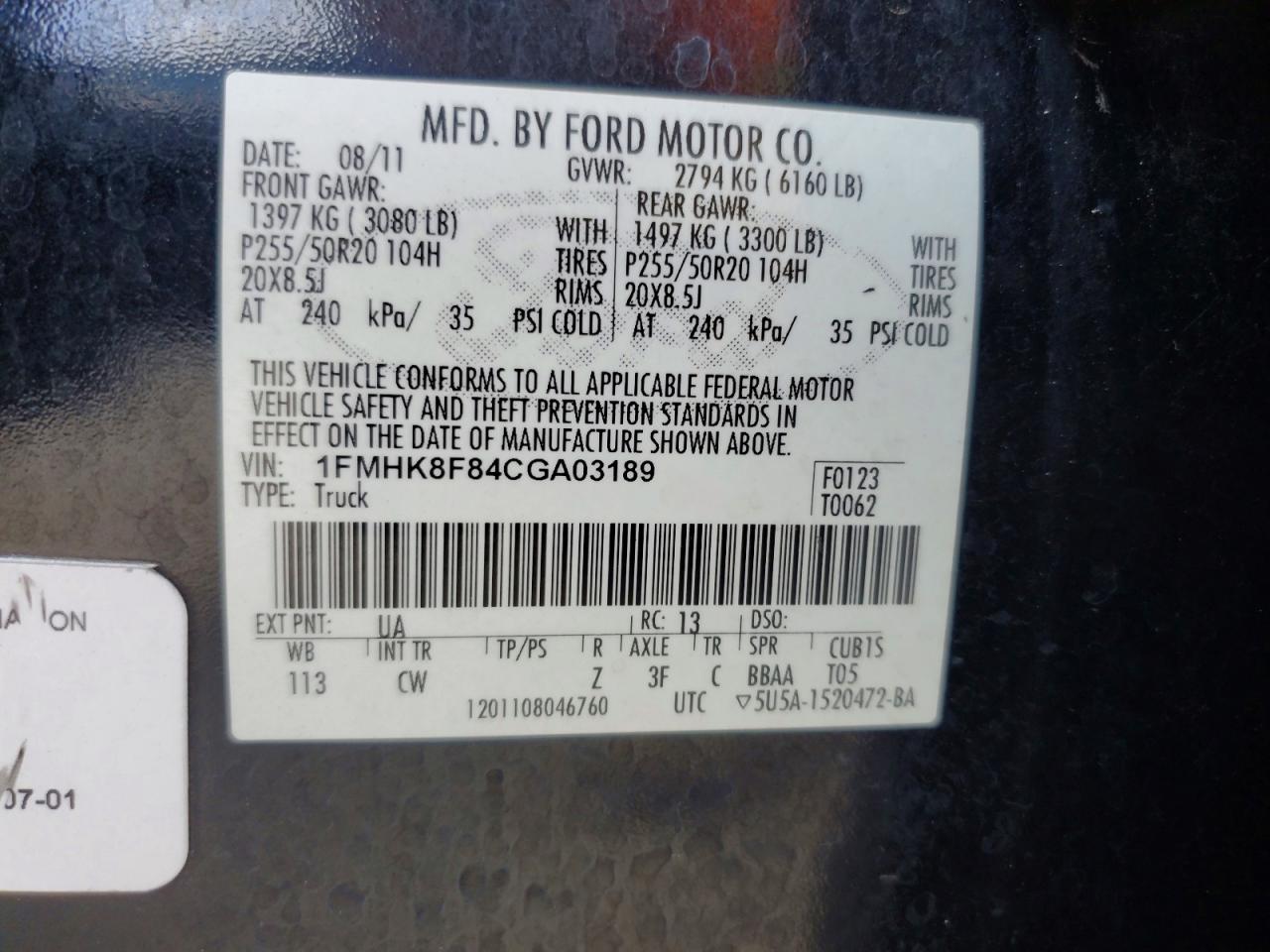 2012 Ford Explorer Limited Black vin: 1FMHK8F84CGA03189
