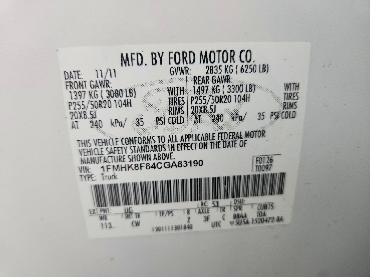 2012 Ford Explorer Limited White vin: 1FMHK8F84CGA83190