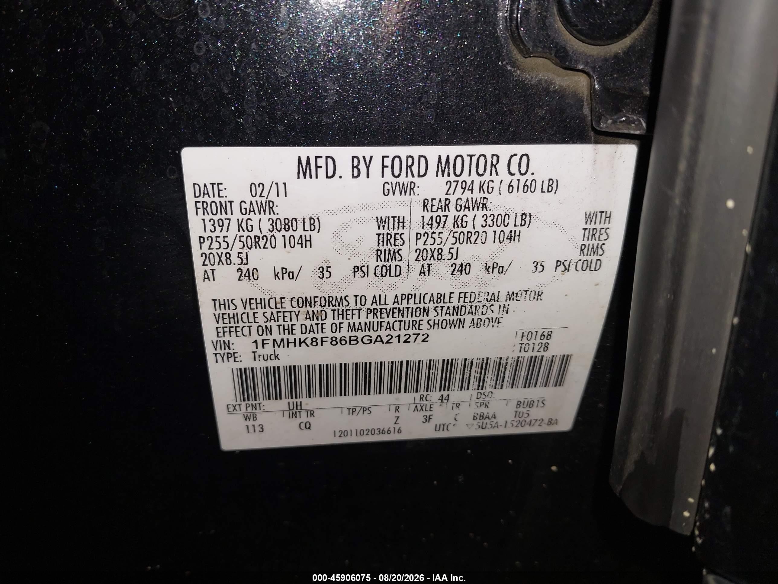 2011 Ford Explorer Limited Black vin: 1FMHK8F86BGA21272