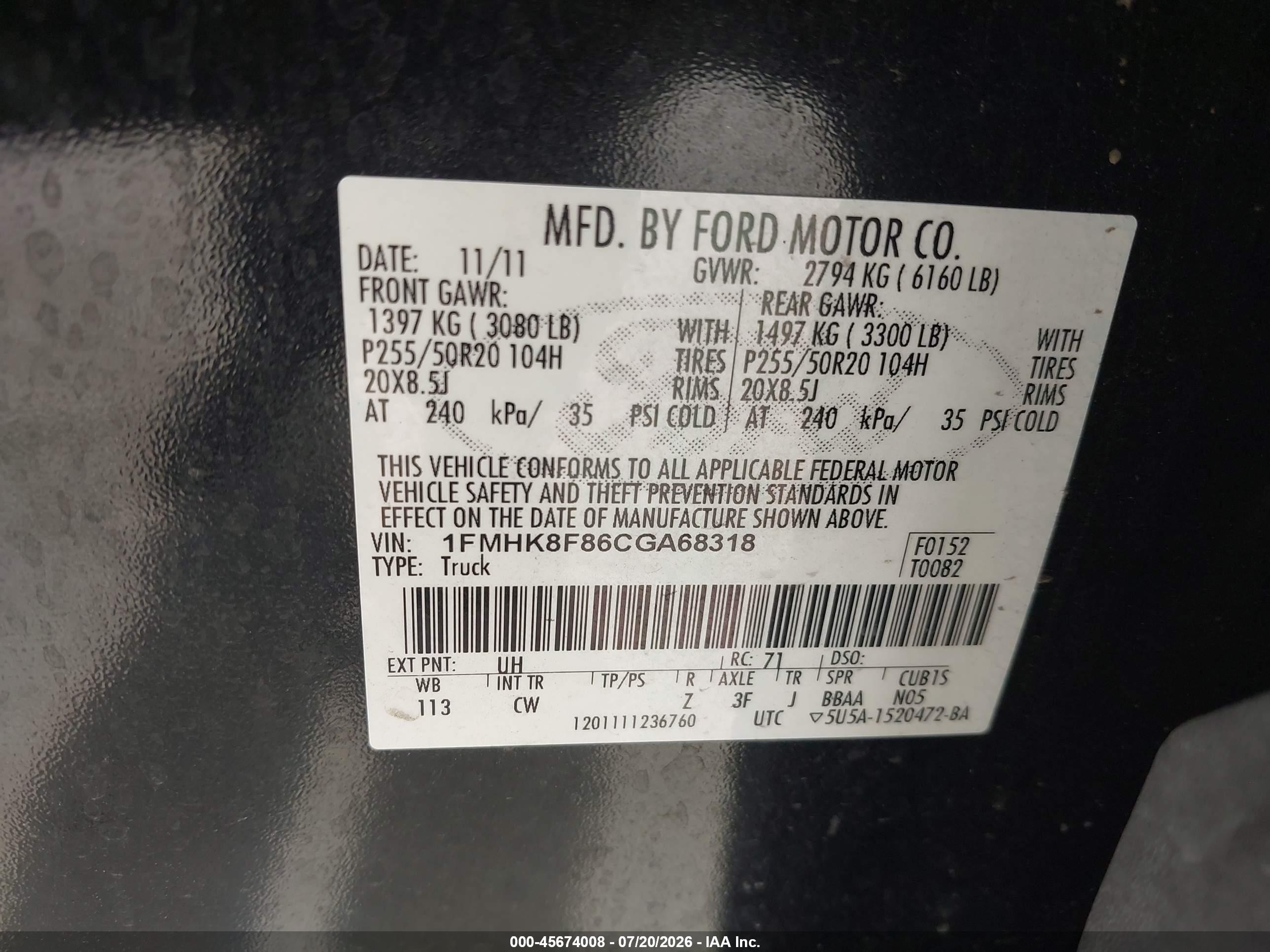 2012 Ford Explorer Limited Black vin: 1FMHK8F86CGA68318