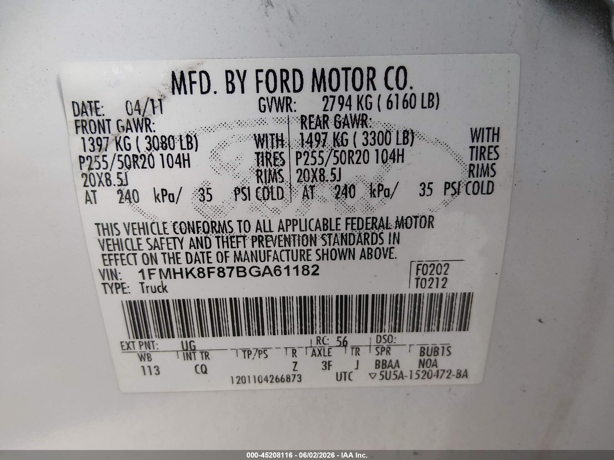 2011 Ford Explorer Limited White vin: 1FMHK8F87BGA61182