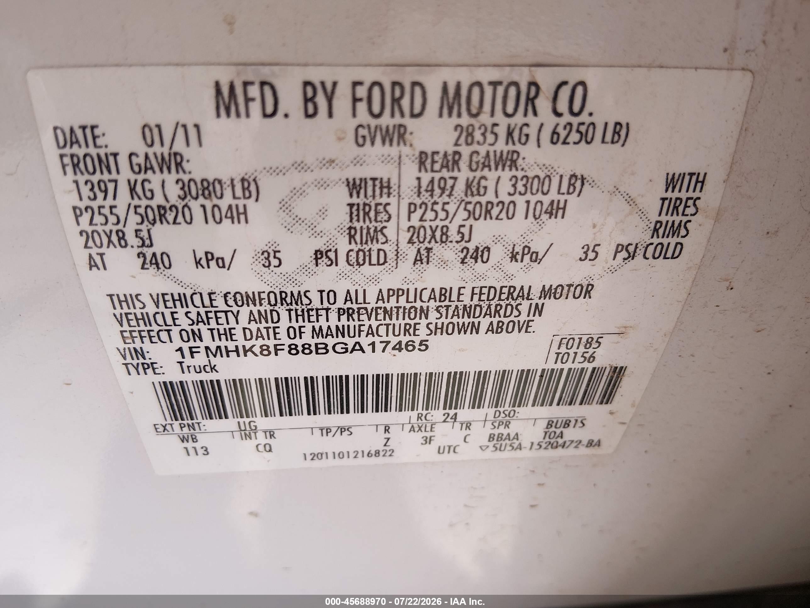 2011 Ford Explorer Limited White vin: 1FMHK8F88BGA17465