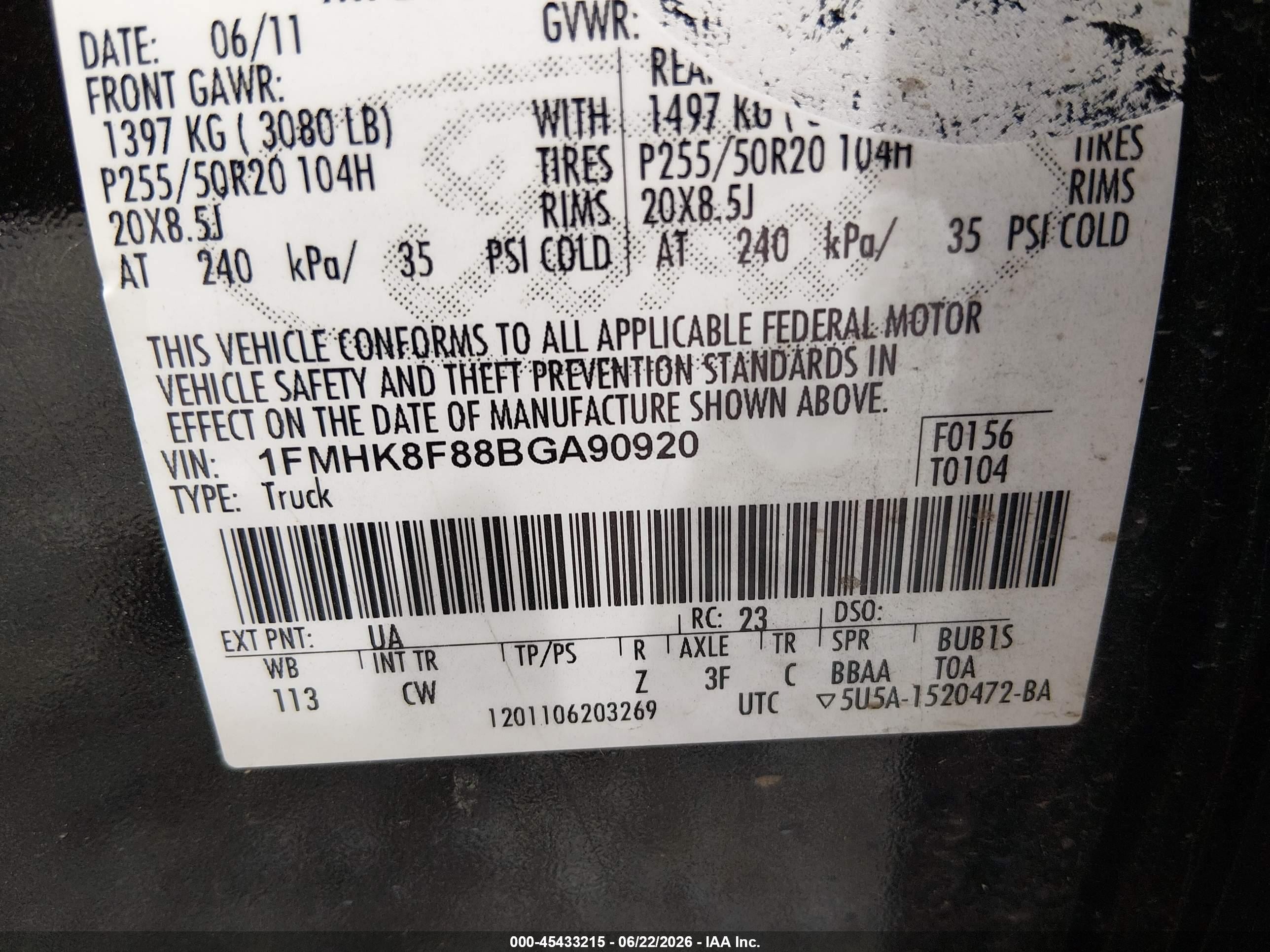 2011 Ford Explorer Limited Black vin: 1FMHK8F88BGA90920