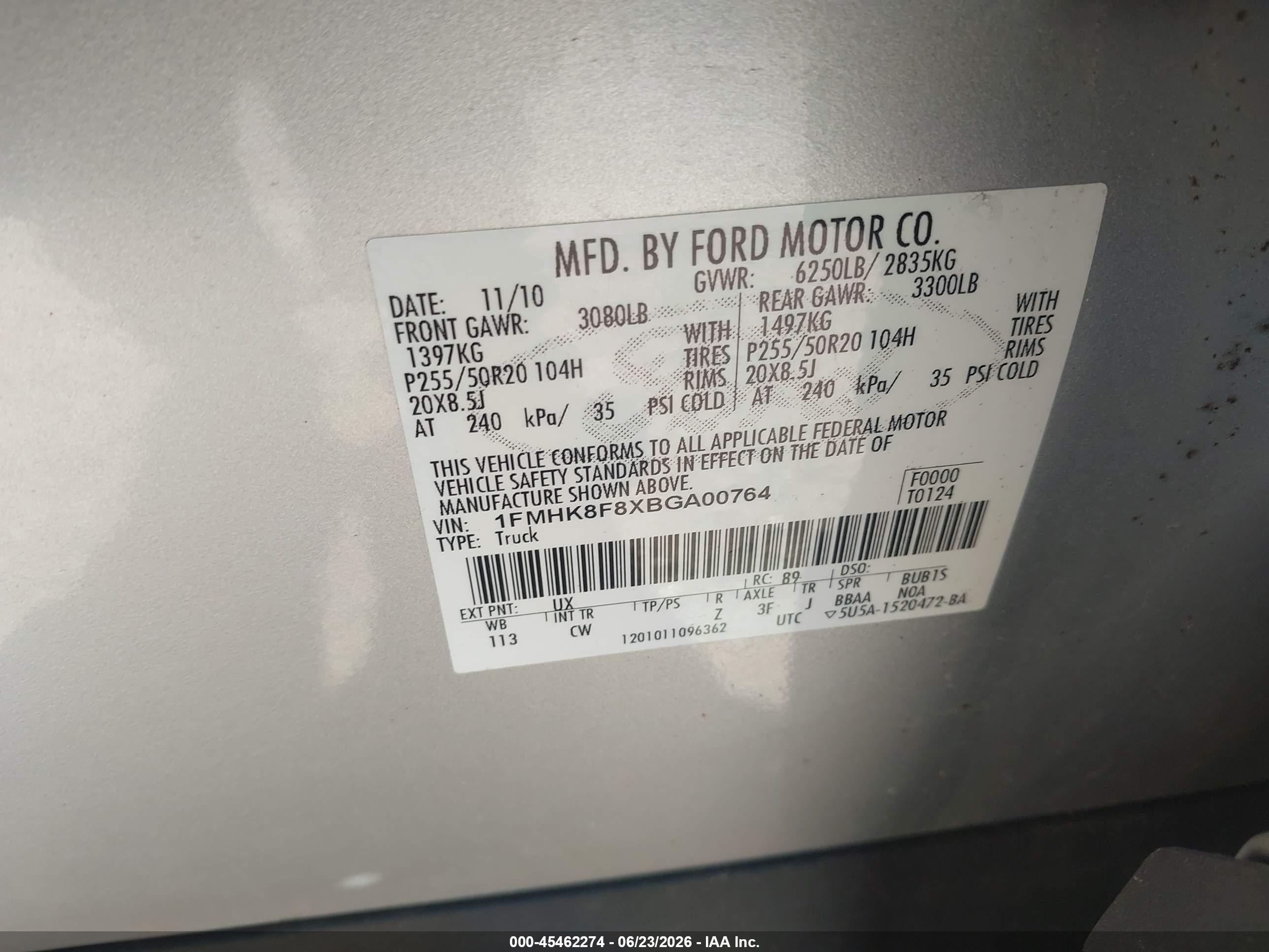 2011 Ford Explorer Limited Silver vin: 1FMHK8F8XBGA00764