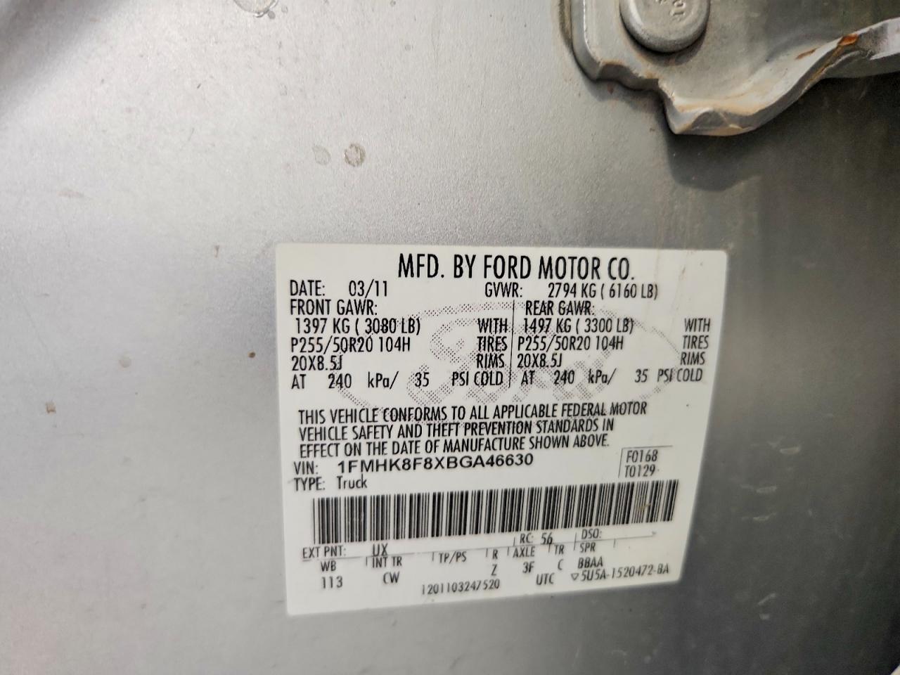 2011 Ford Explorer Limited Silver vin: 1FMHK8F8XBGA46630