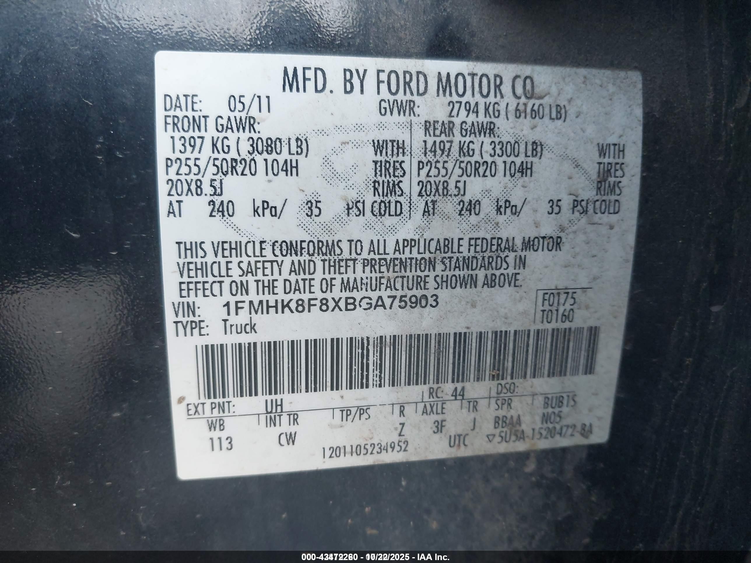 2011 Ford Explorer Limited Black vin: 1FMHK8F8XBGA75903