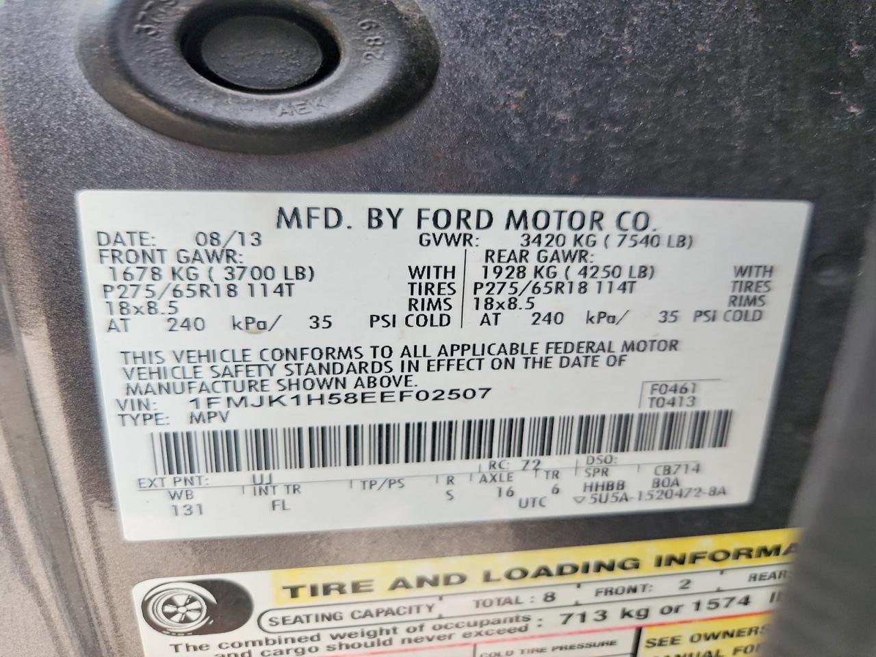 2014 Ford Expedition El Xlt Gray vin: 1FMJK1H58EEF02507