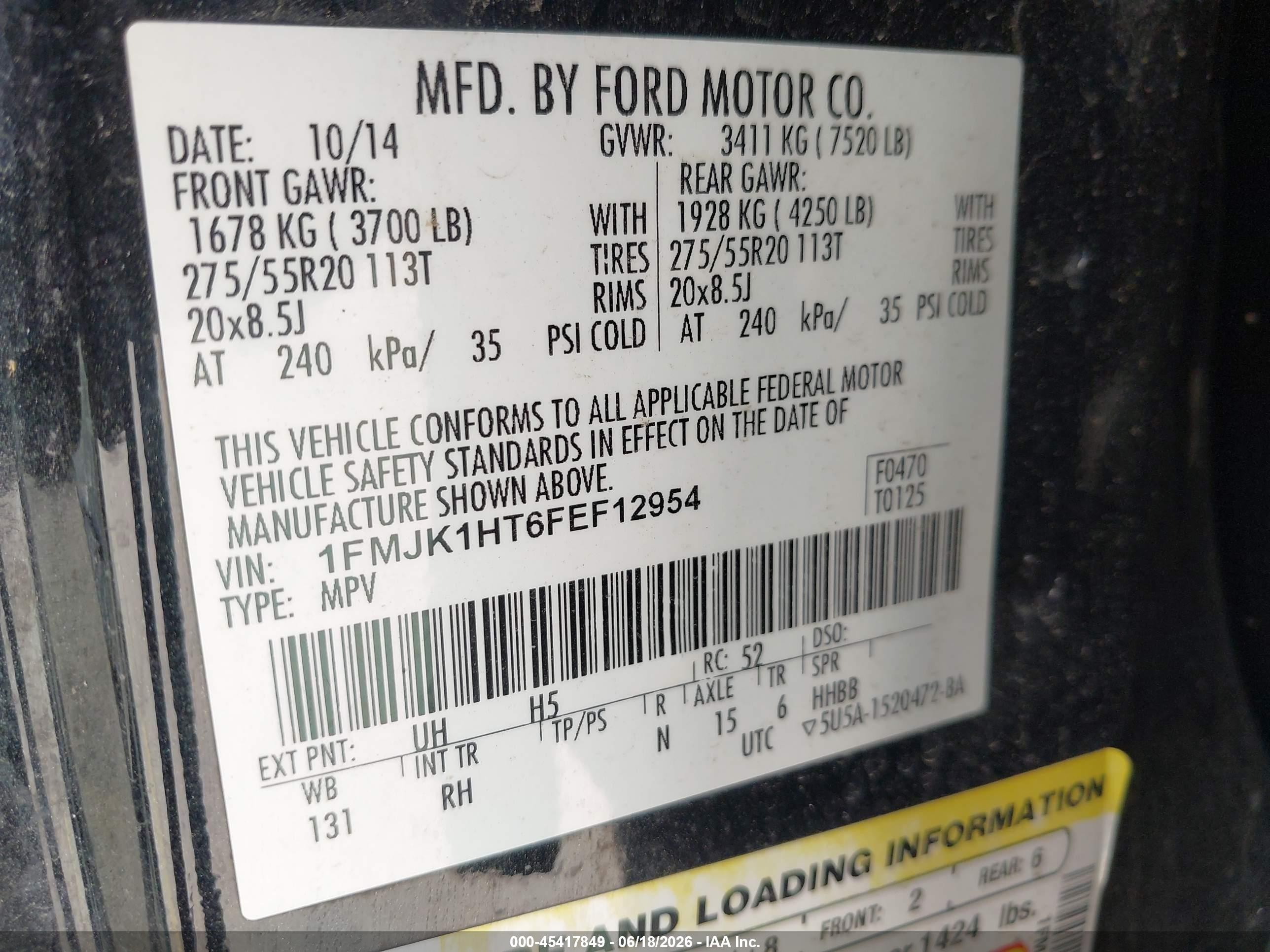 2015 Ford Expedition El King Ranch Black vin: 1FMJK1HT6FEF12954